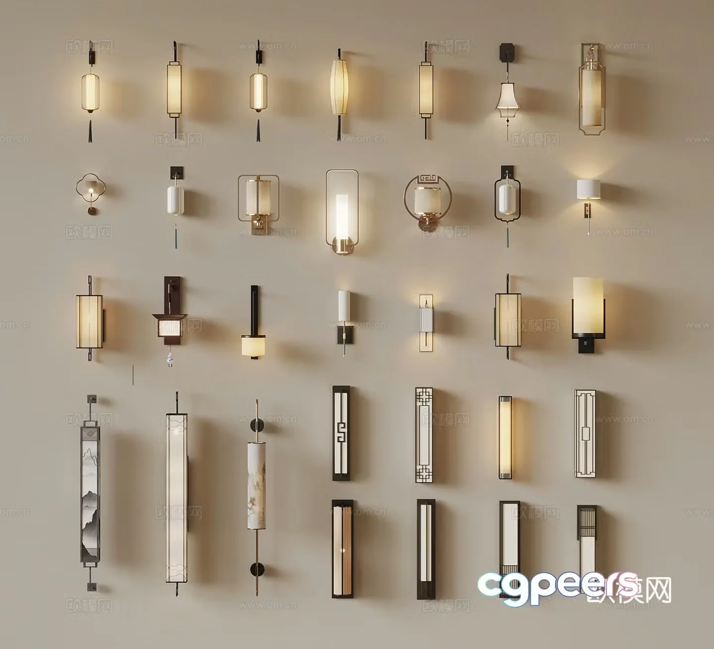 New Chinese wall light 3D model