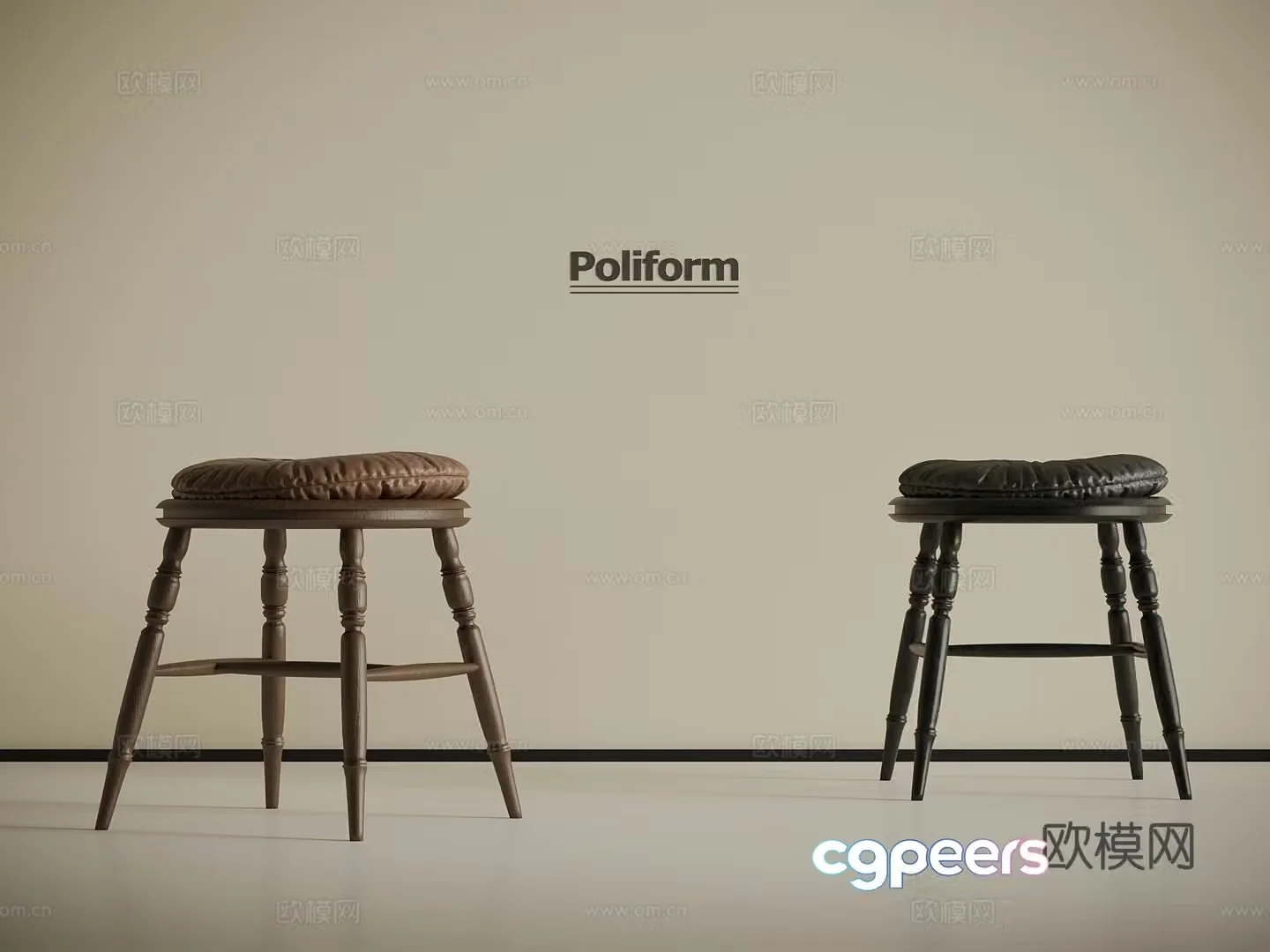 French stool makeup stool 3d model