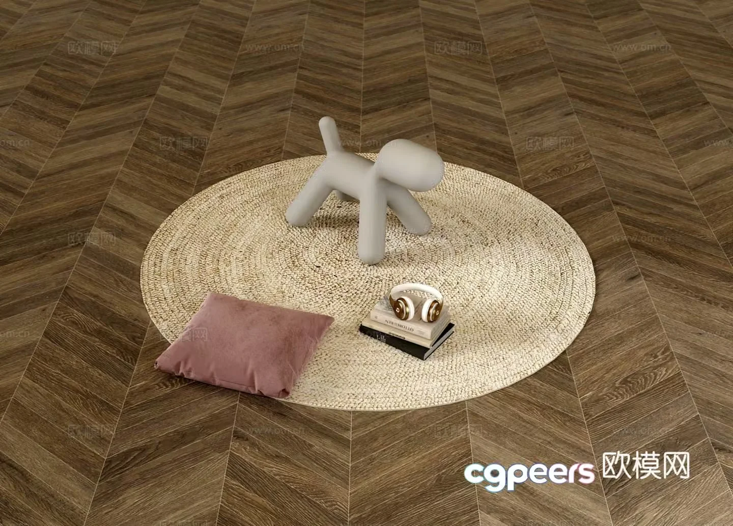 Modern round carpet floor mat 3d model
