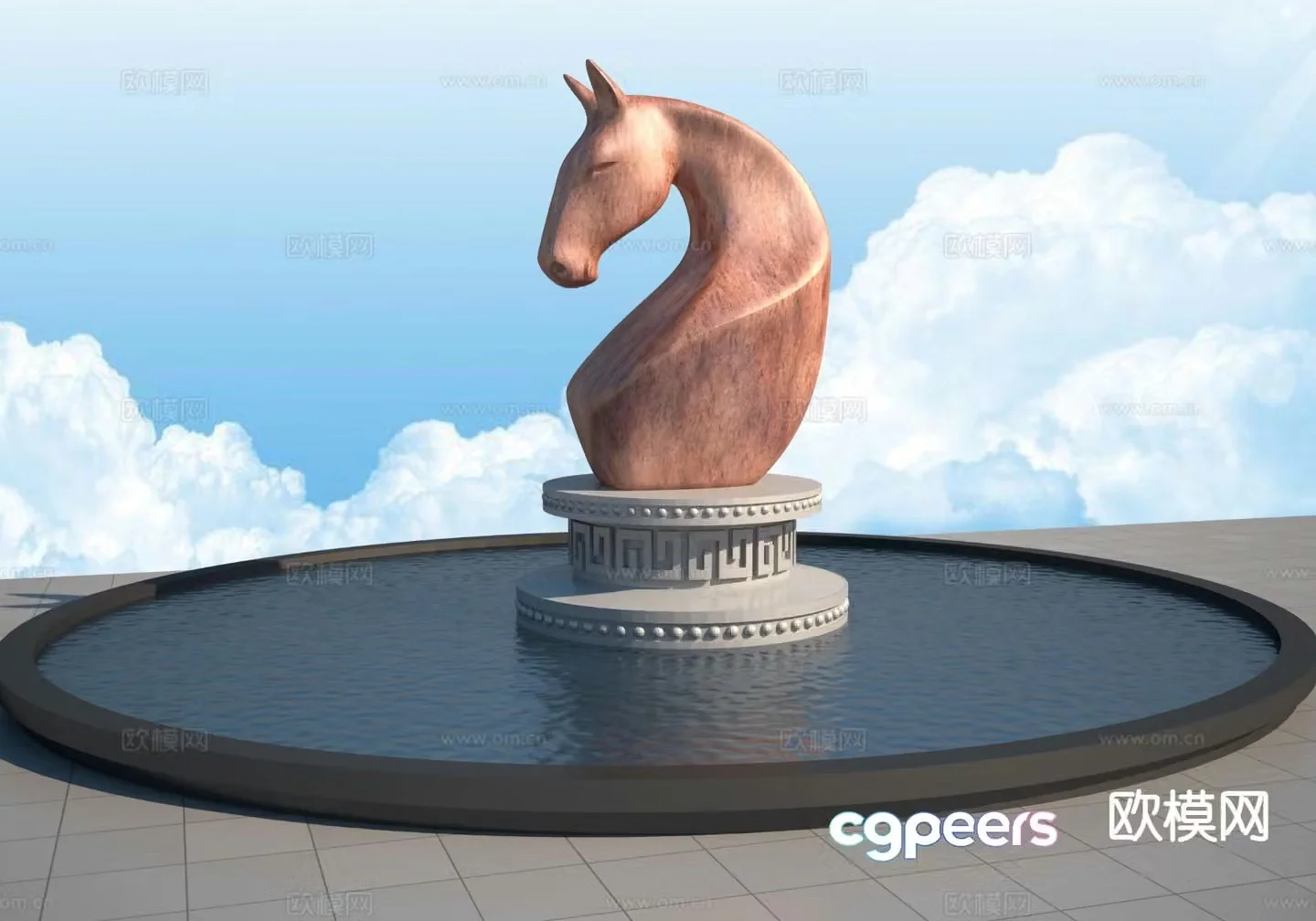 zodiac horse sculpture 3d model