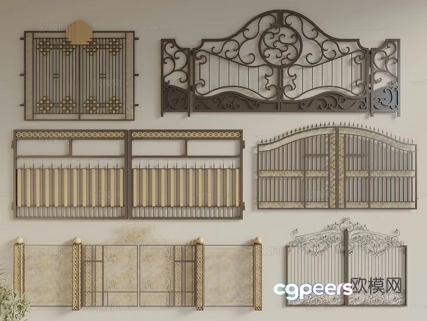 European style gate iron art gate courtyard gate carved courtyard gate metal grille gate garden door 3d model