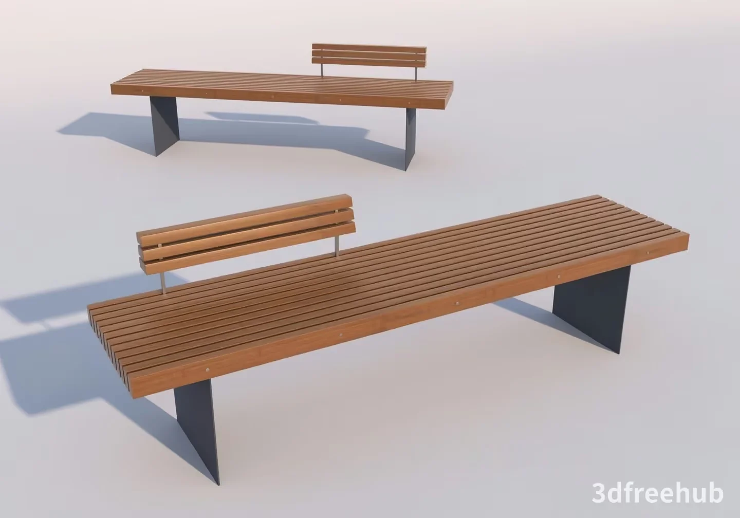 Three Wooden Benches 3D Model – 19352 – VRAY Render