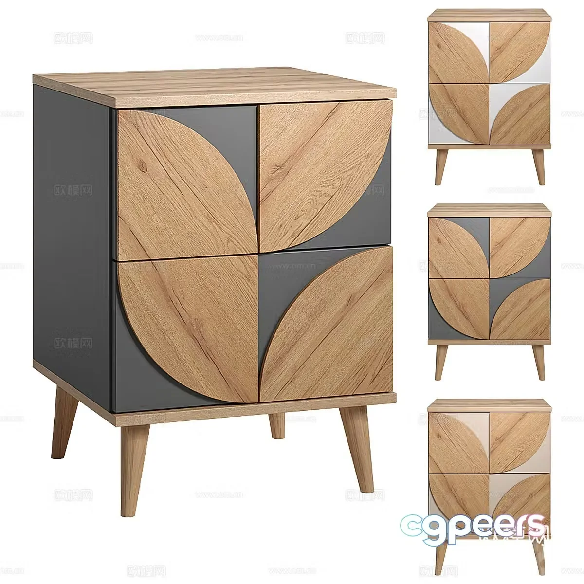 Modern Nordic bedside table 3D model