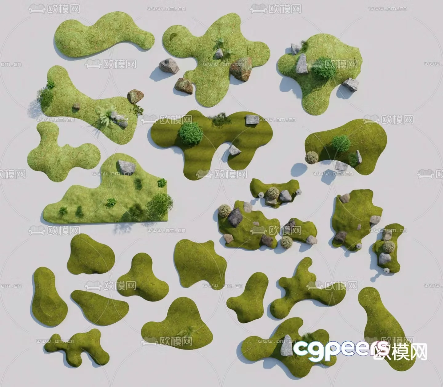 Landscape sketch micro-terrain moss green space 3D model