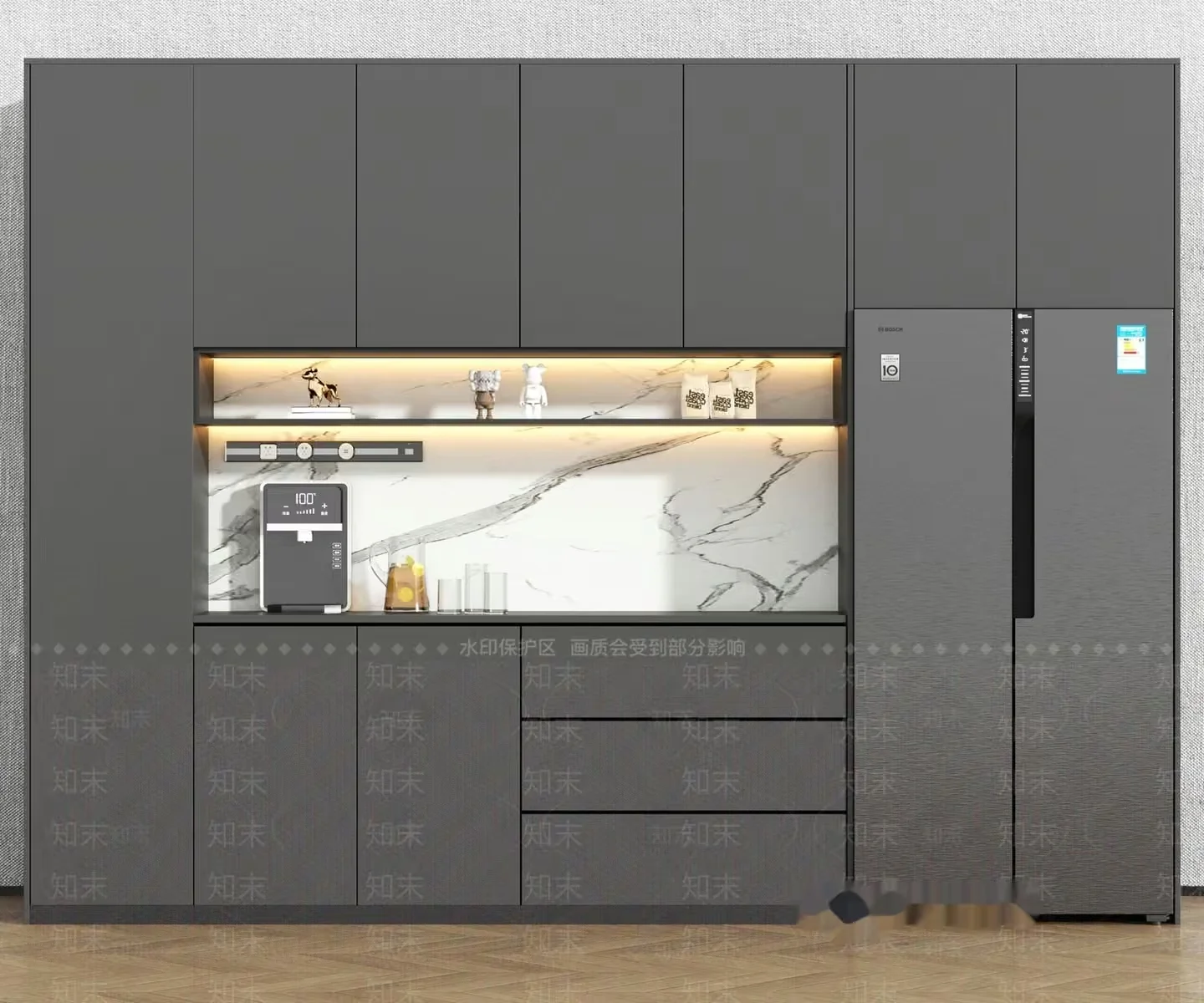 Modern Kitchen 3D Model – 23443 – VRAY Render