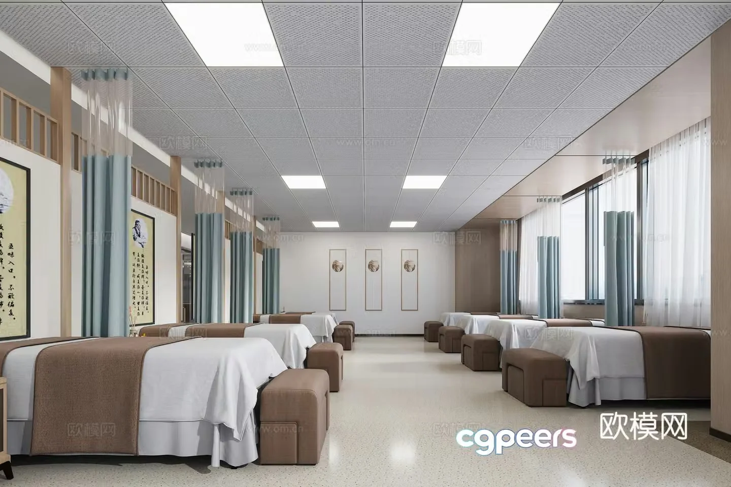Traditional Chinese Medicine Physical Therapy Room 3D Model
