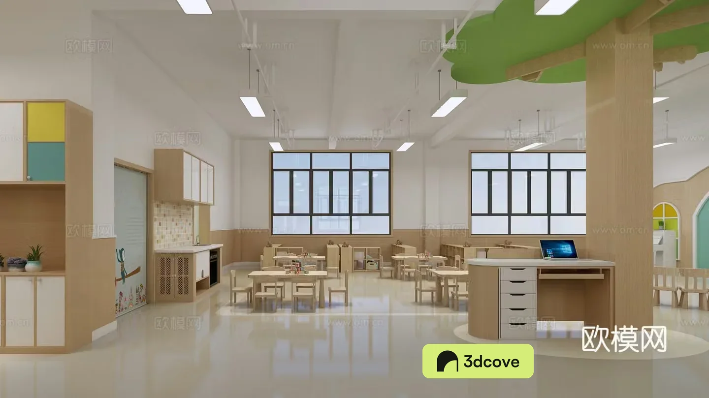 Kindergarten activity room Kindergarten classroom Kindergarten cloakroom