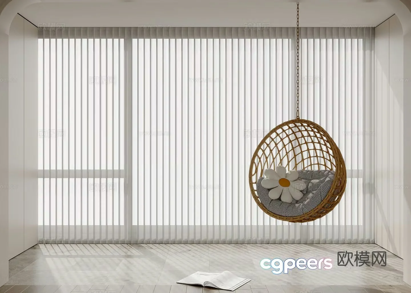 Modern fantasy curtain venetian blind gauze curtain 3d model