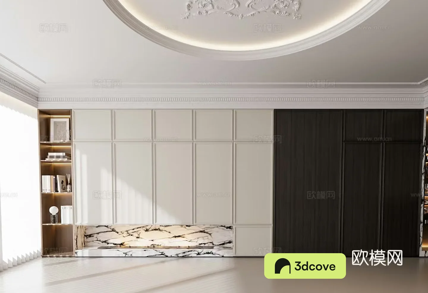 French TV cabinet background wall decoration cabinet ornament