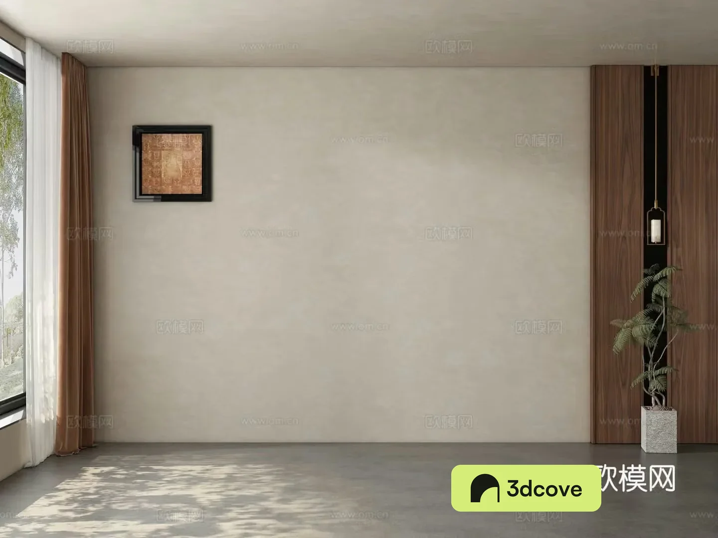 Middle style restaurant tea room living room background wall 3d model