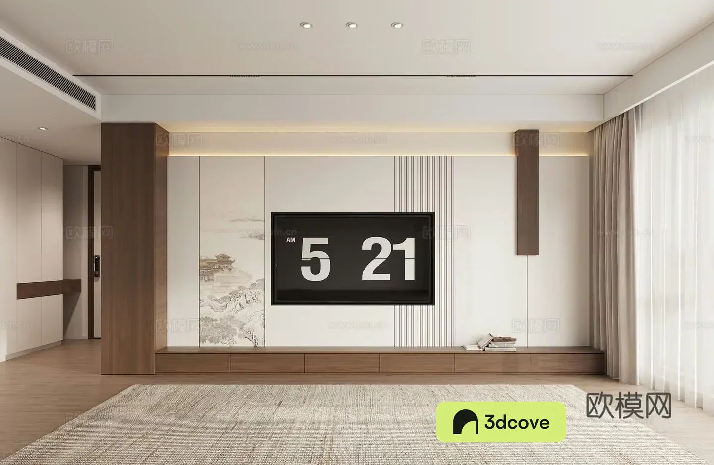New Chinese Zen TV Background Wall
