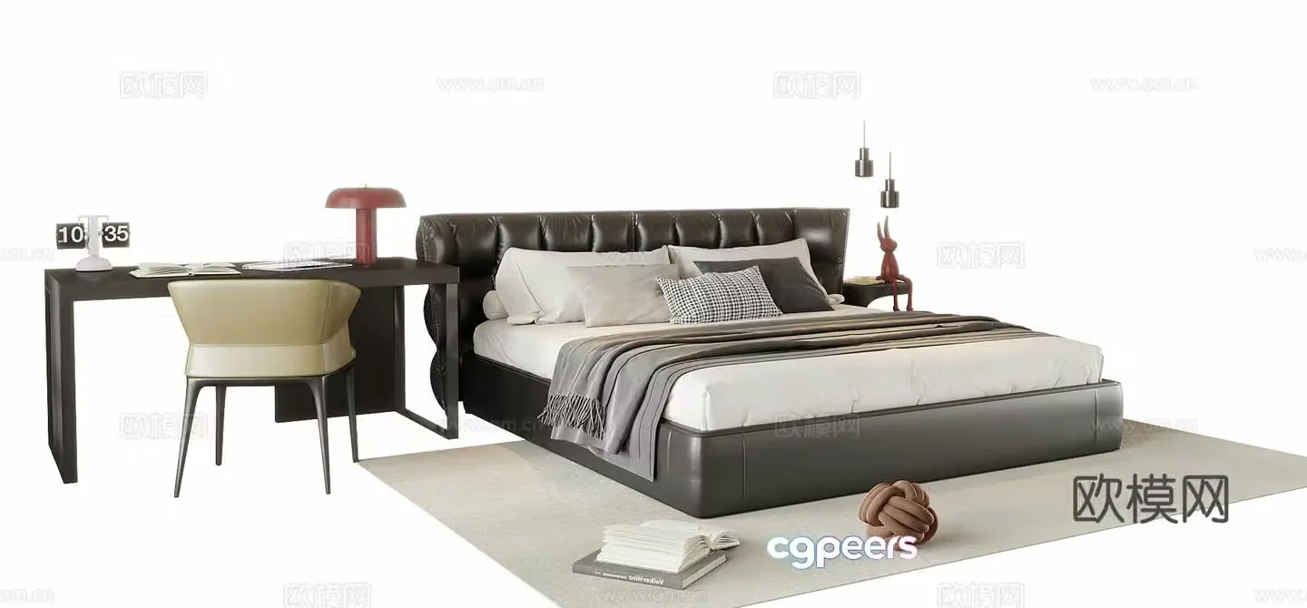 Modern double bed 3d model