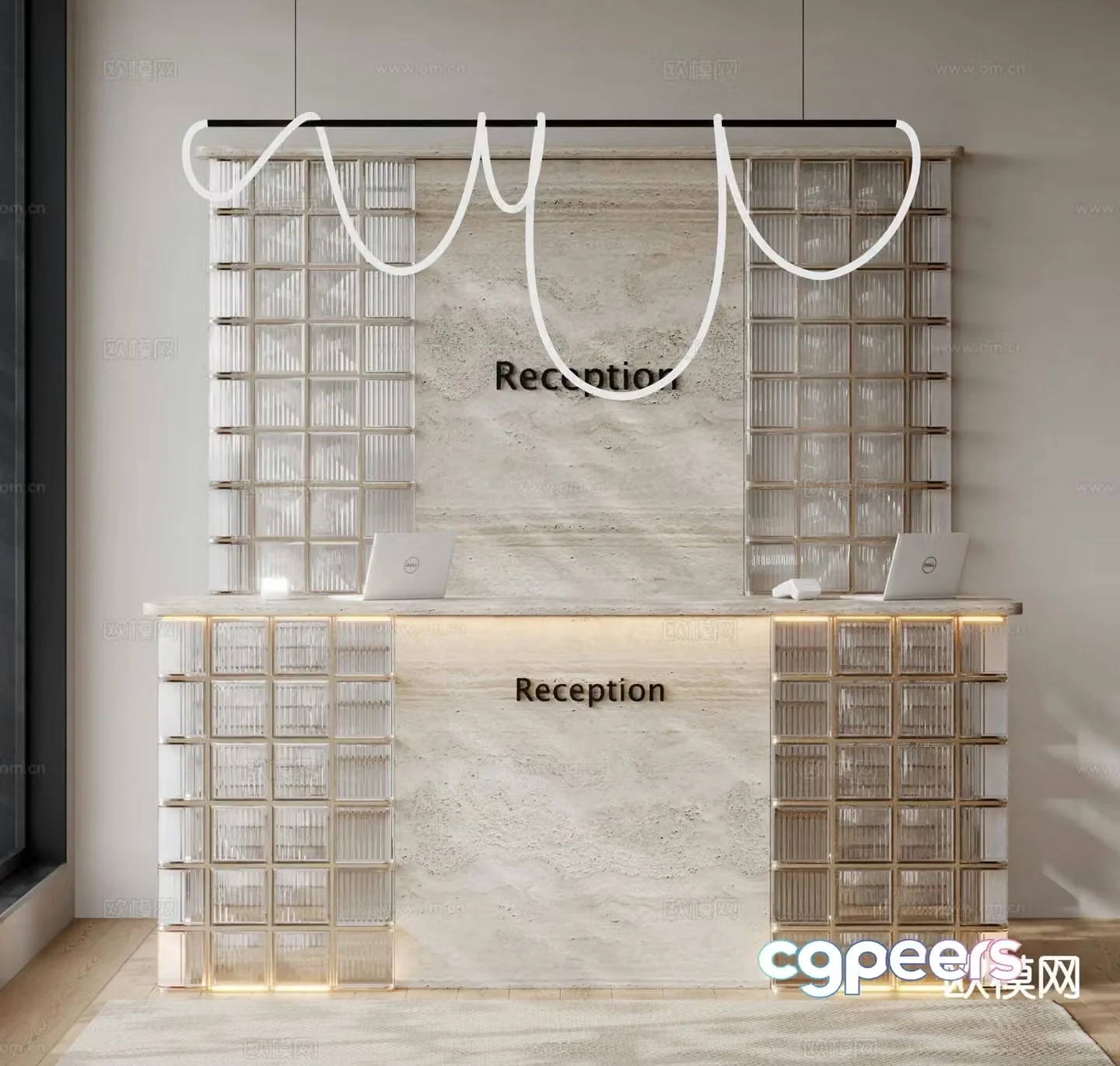 Modern company front desk service desk 3d model