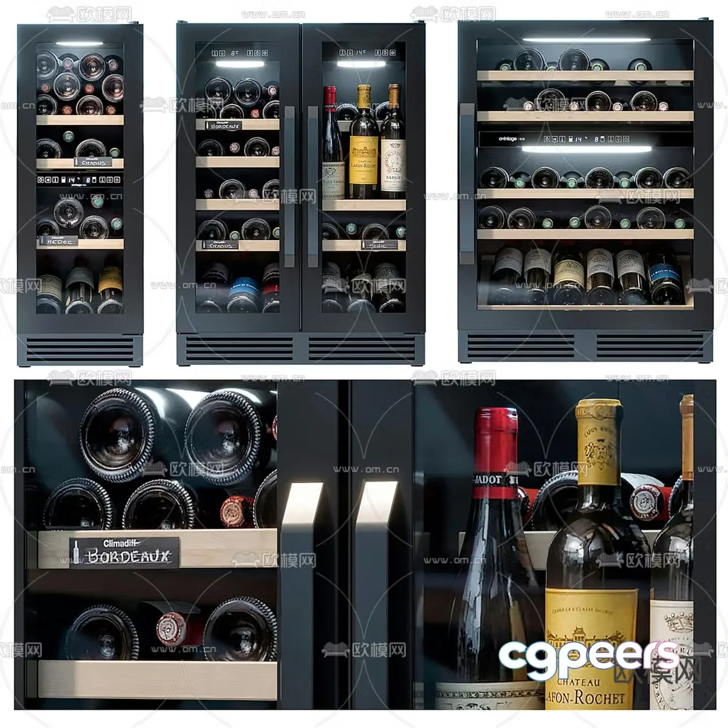 Avintage modern constant temperature wine cabinet 3D model