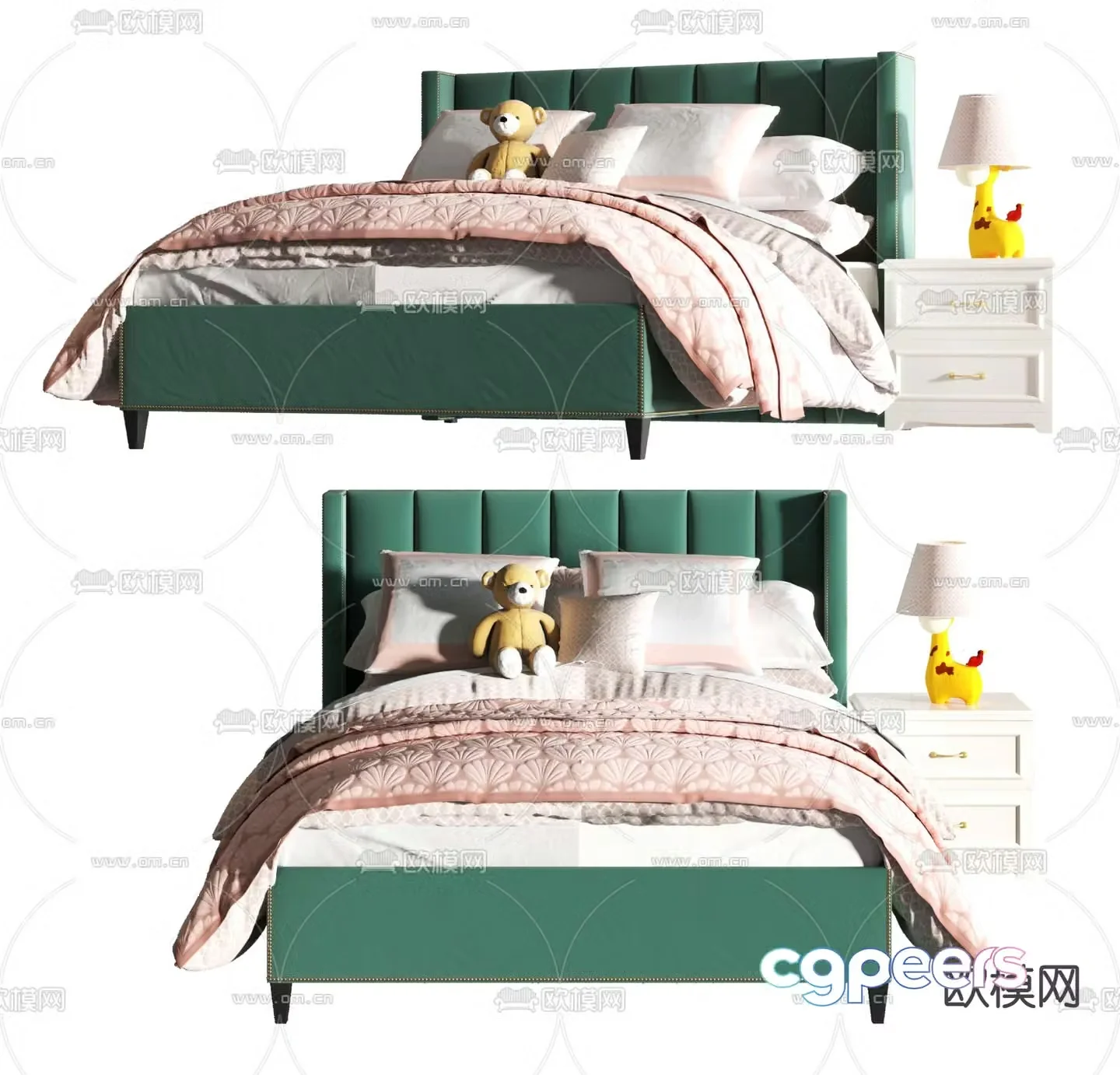 Modern cartoon fabric children’s bed 3d model
