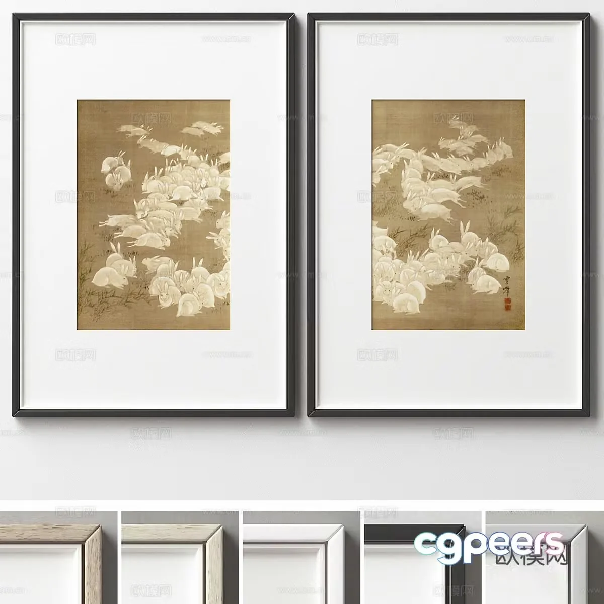 New Chinese style decorative hanging painting 3D model