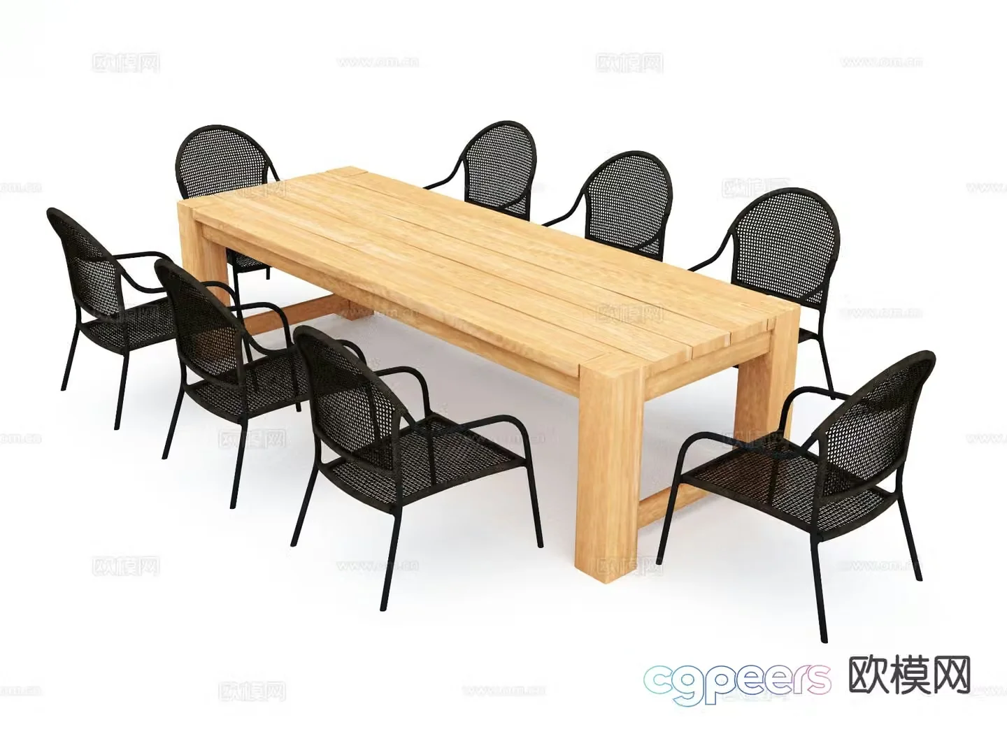 Modern outdoor table and chairs 3d model