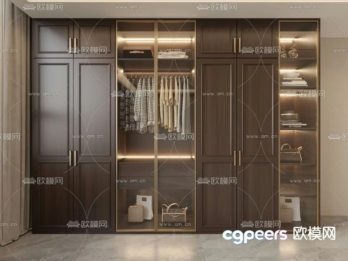 New Chinese style wardrobe wardrobe 3d model