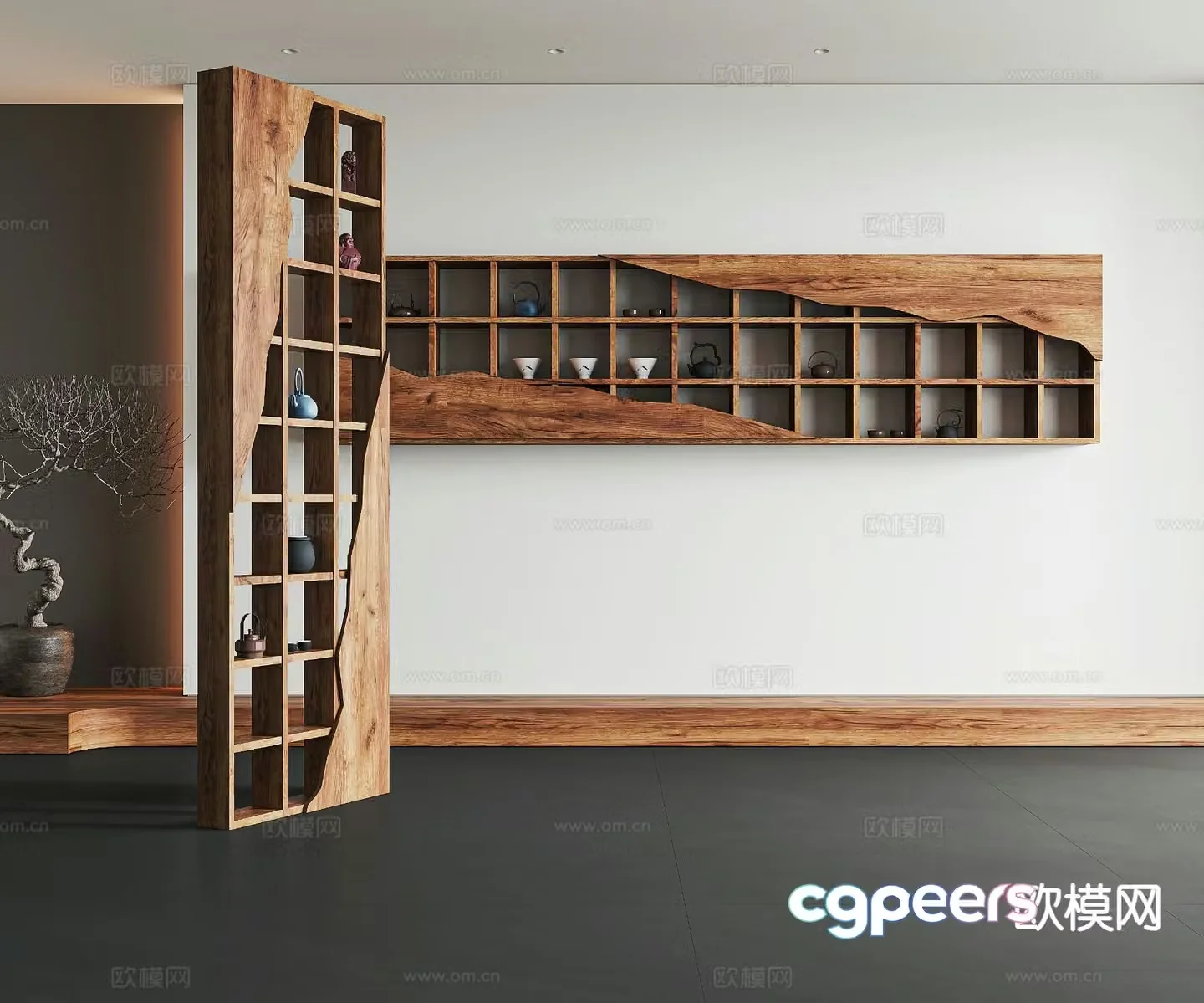 New Chinese tea set rack tea cabinet 3d model