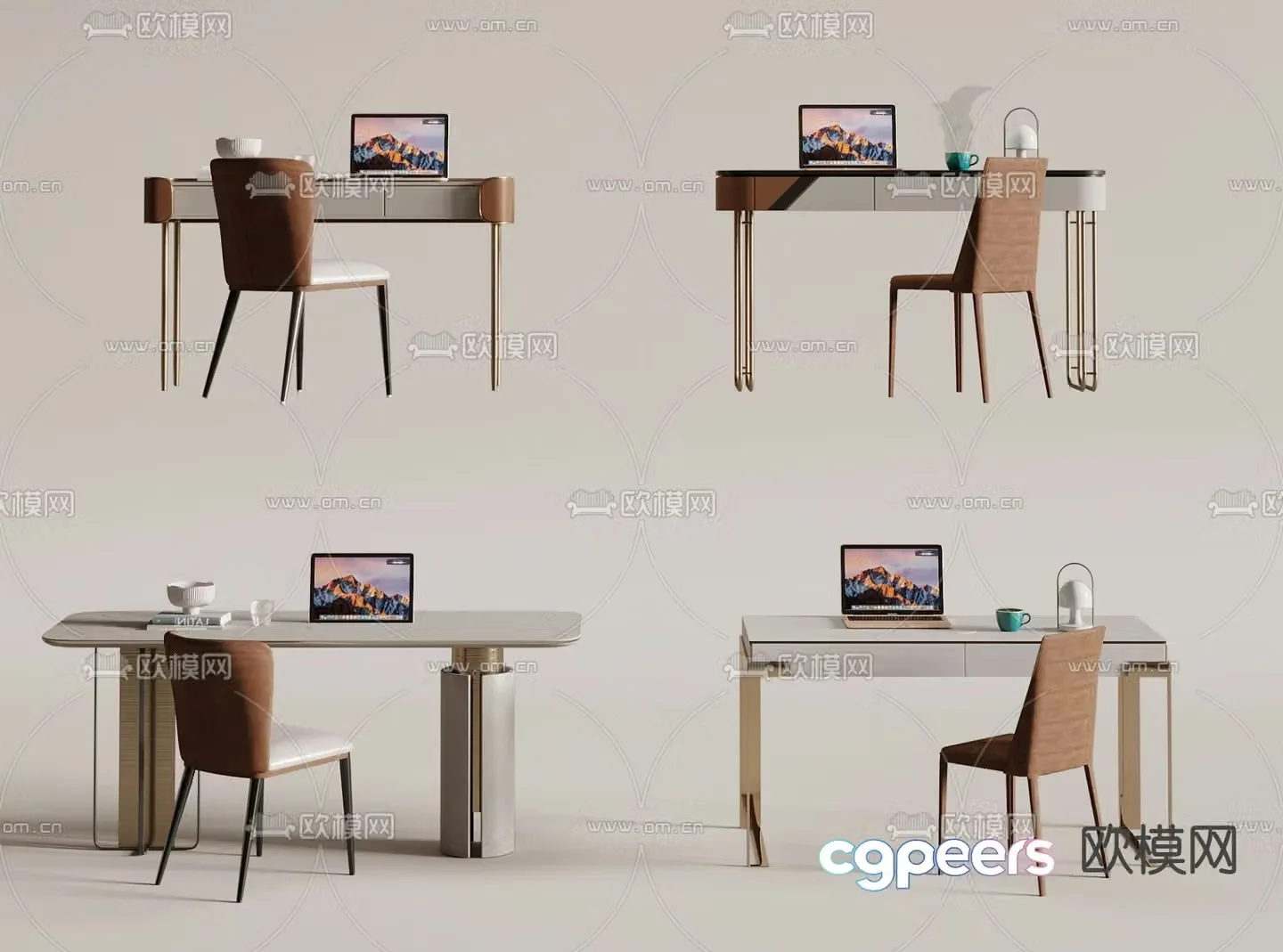 Light luxury desk writing desk computer desk 3d model