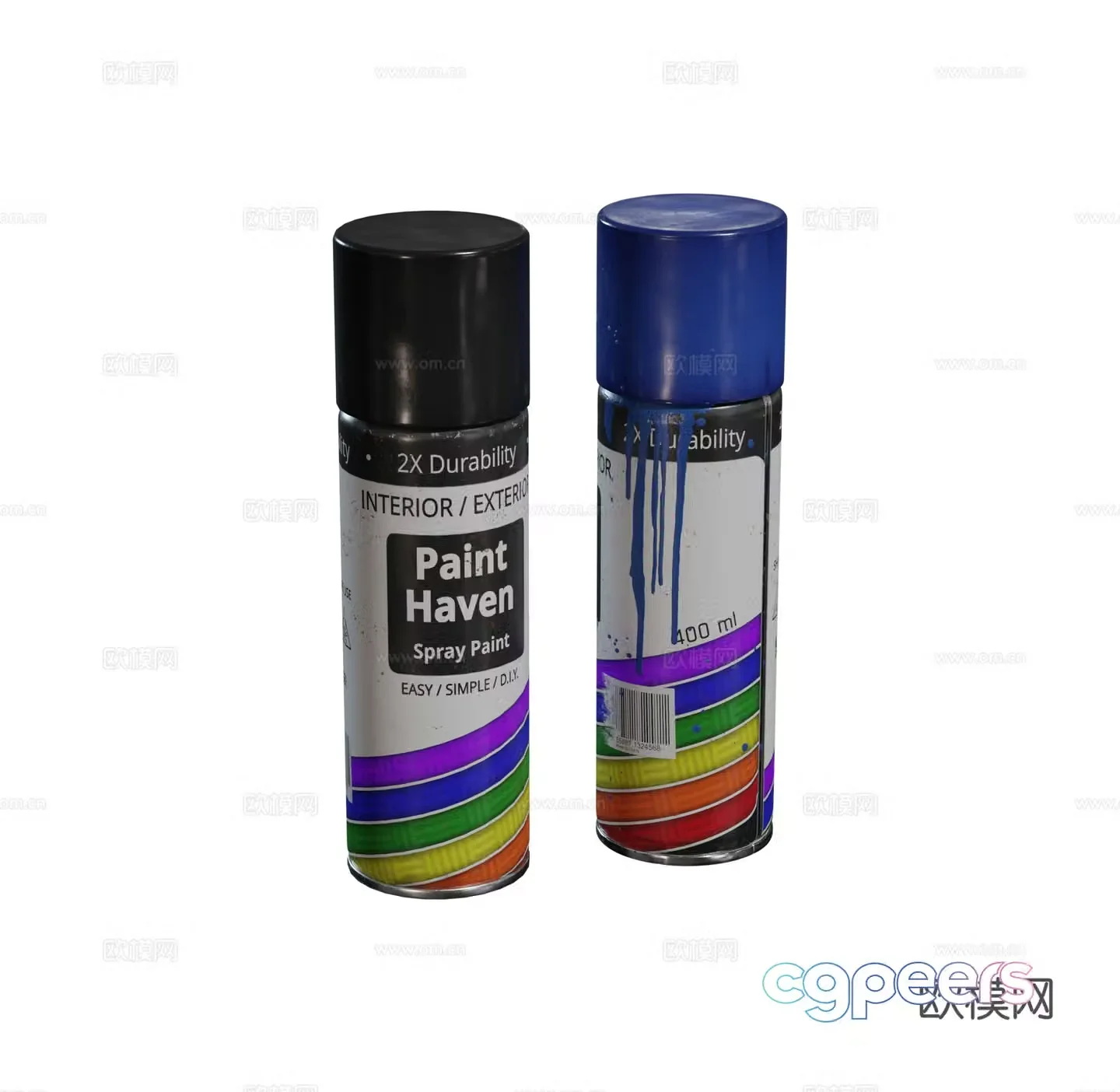 Modern graffiti bottle spray paint bottle paint pigment bottle can spray painting combination 3d model