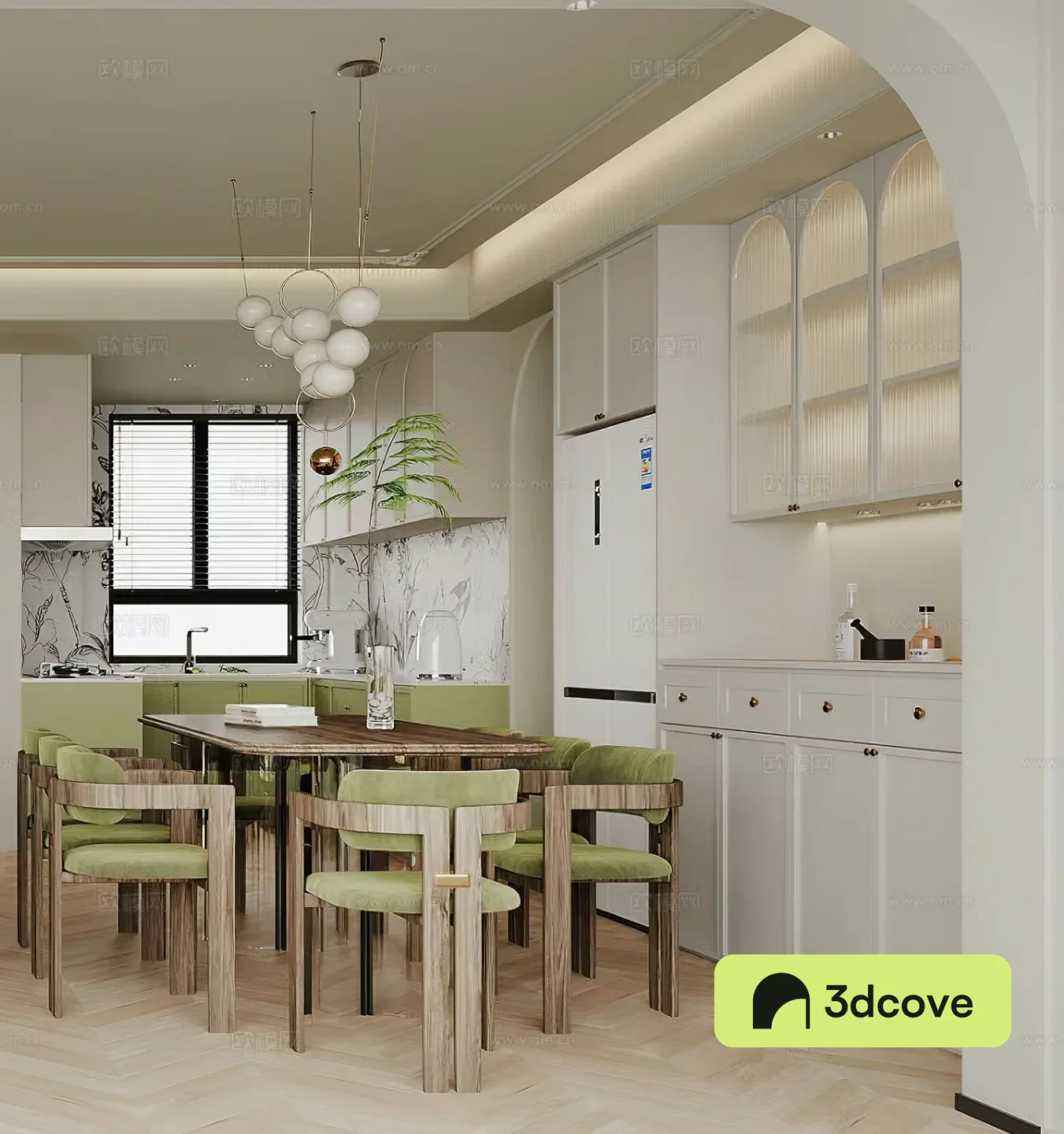 French restaurant dining table kitchen wine cabinet modern restaurant simple chandeliers creamy restaurant
