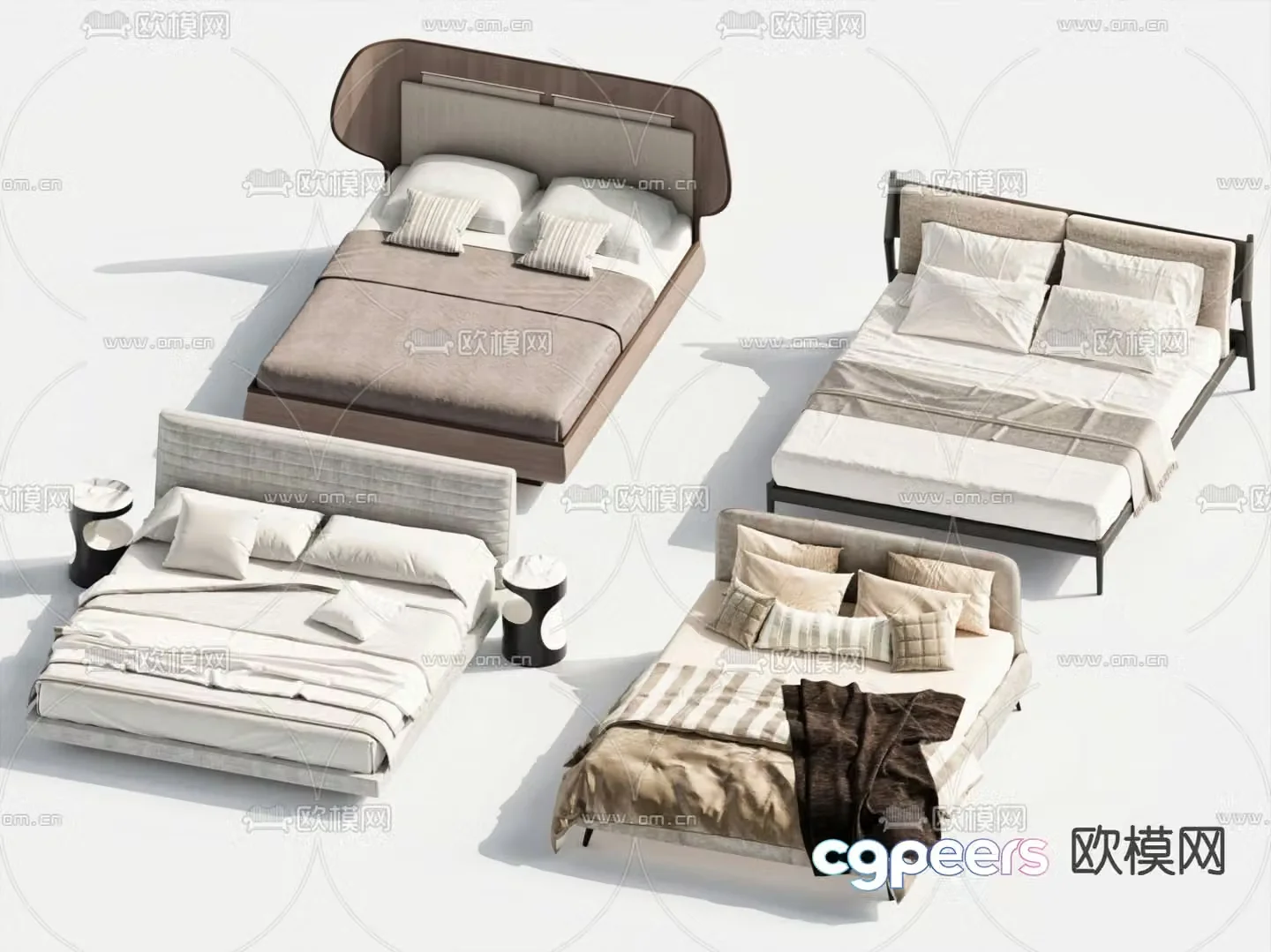Modern double bed 3d model