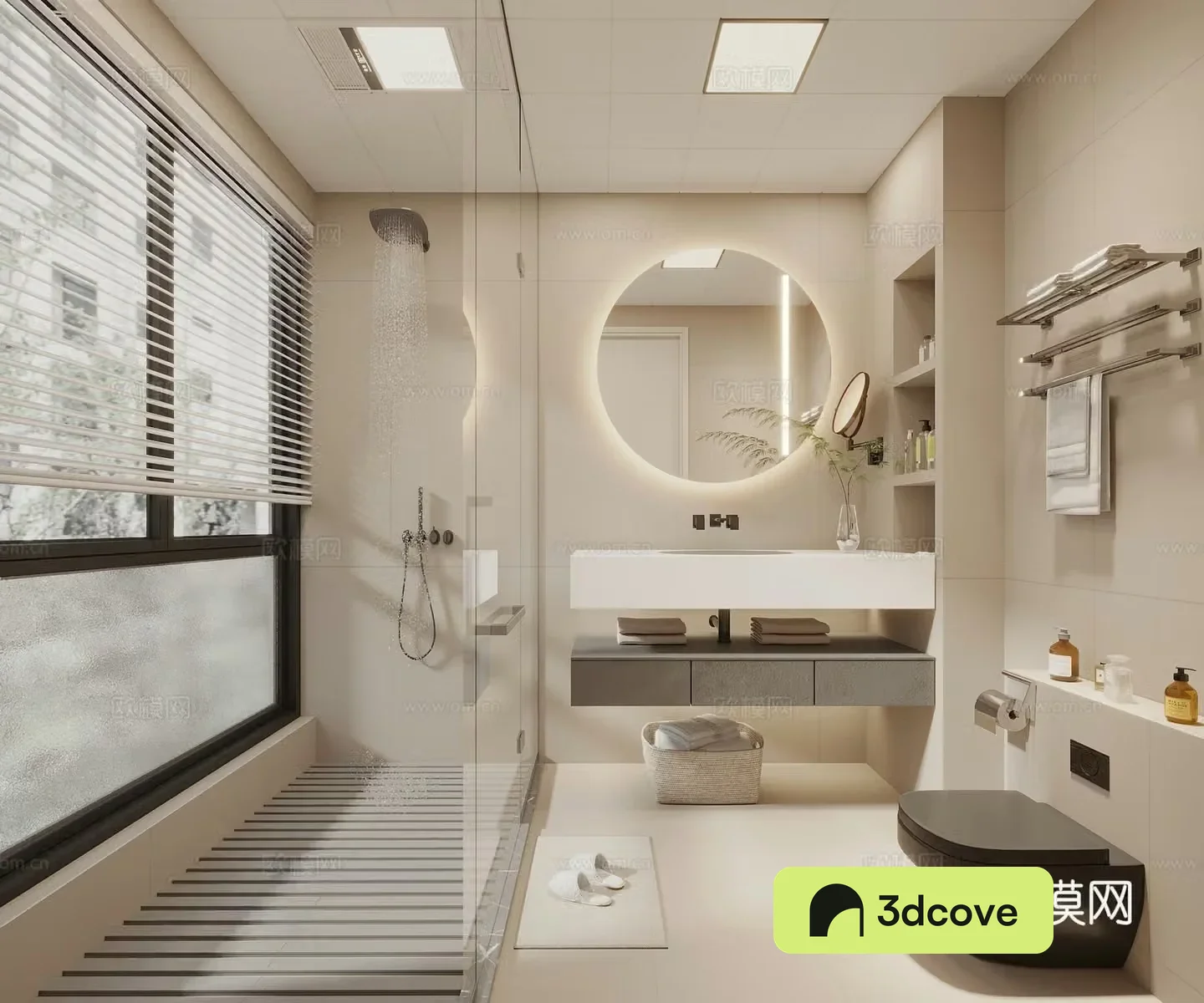 Modern cream style bathroom shower room shower toilet bathroom cabinet bathroom supplies