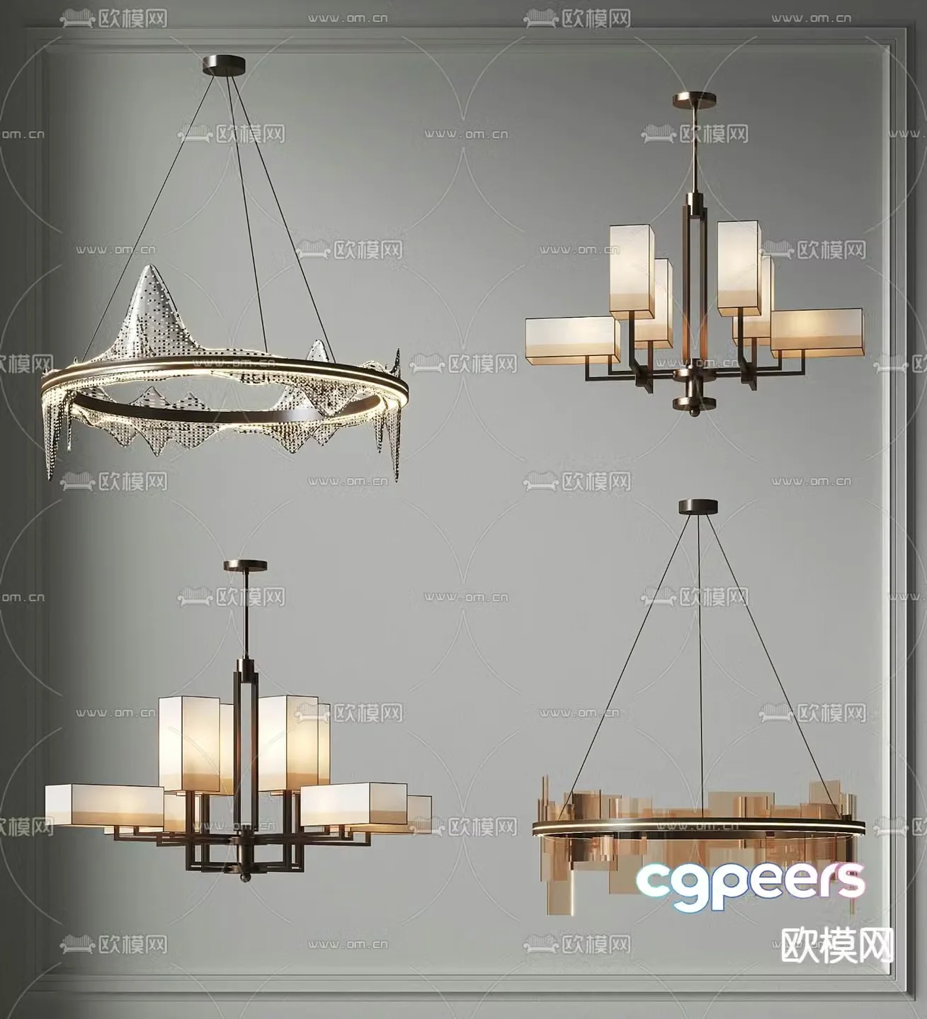 New Chinese style chandelier 3d model