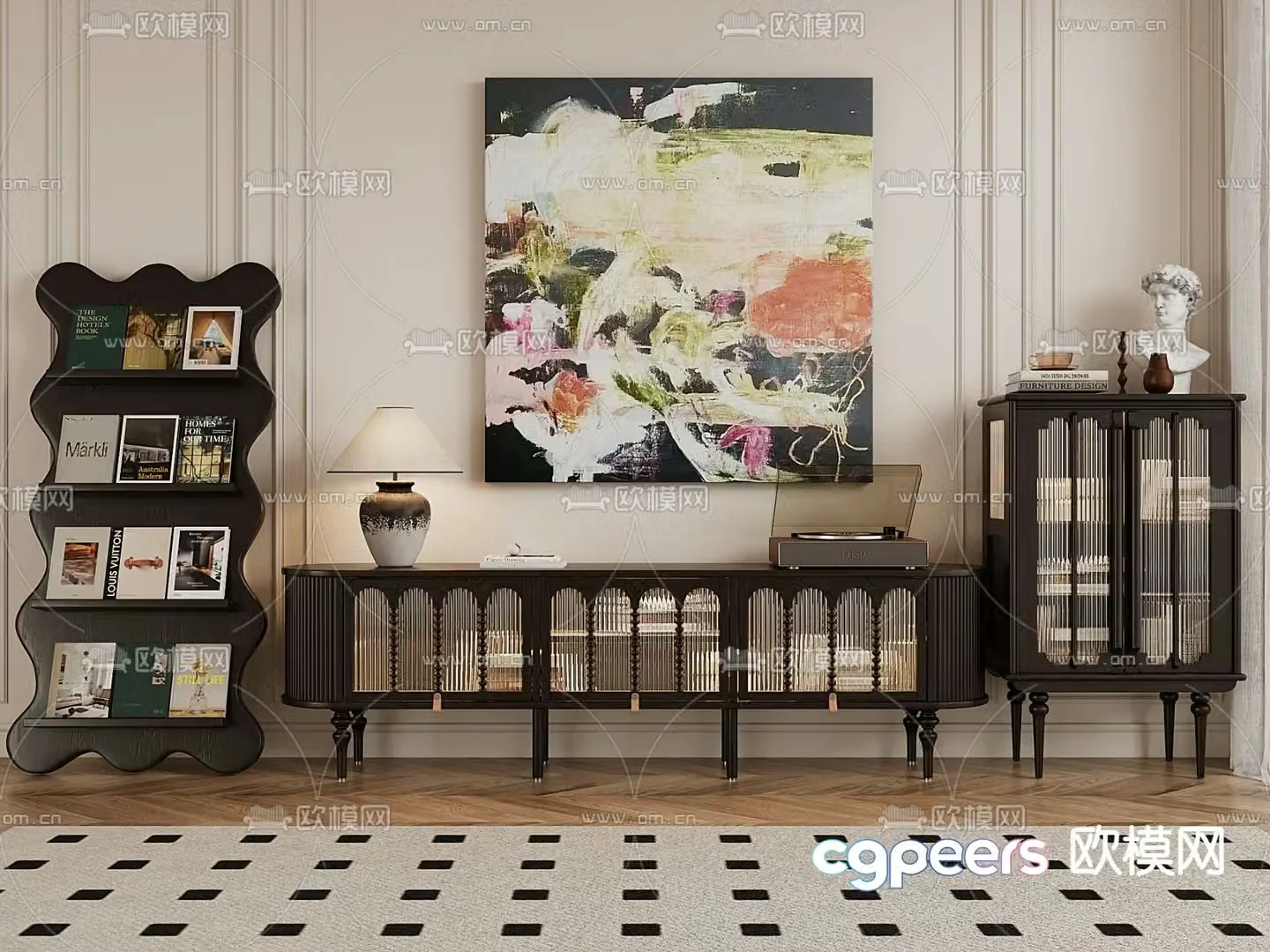 French TV cabinet 3d model