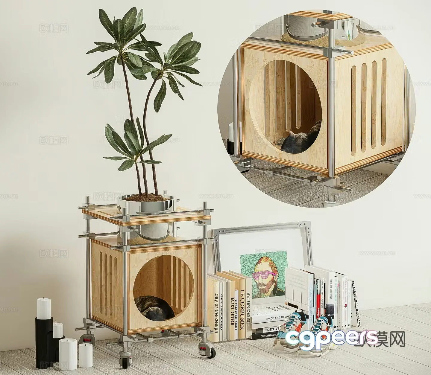 Modern optical axis flower stand flower table cat nest 3D model