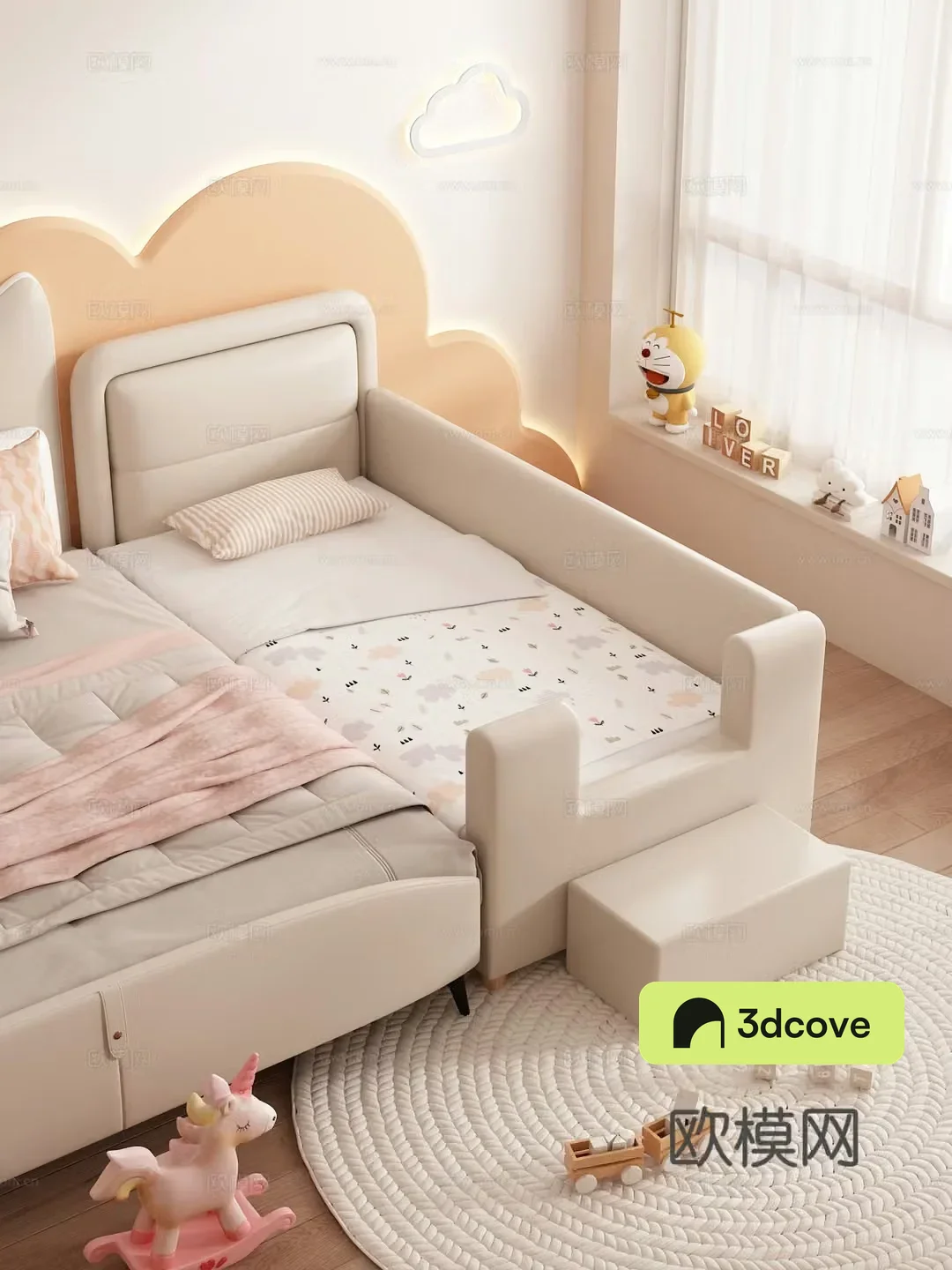 Spliced â€‹â€‹bed Children’s bed Crib Bedroom Toys Girls’ Room 3D Model