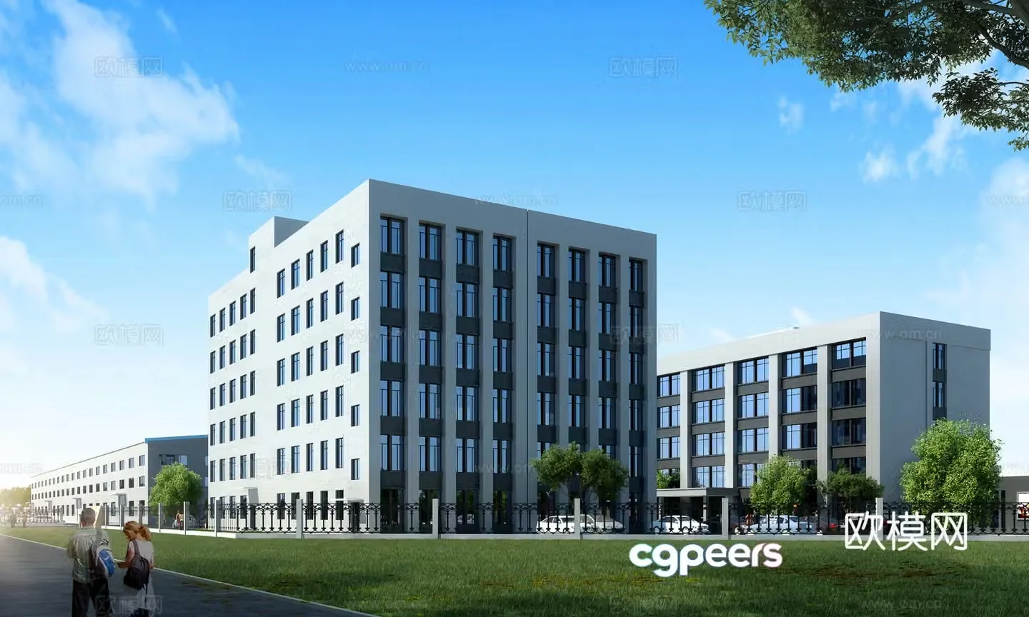 Factory office building exterior 3D model