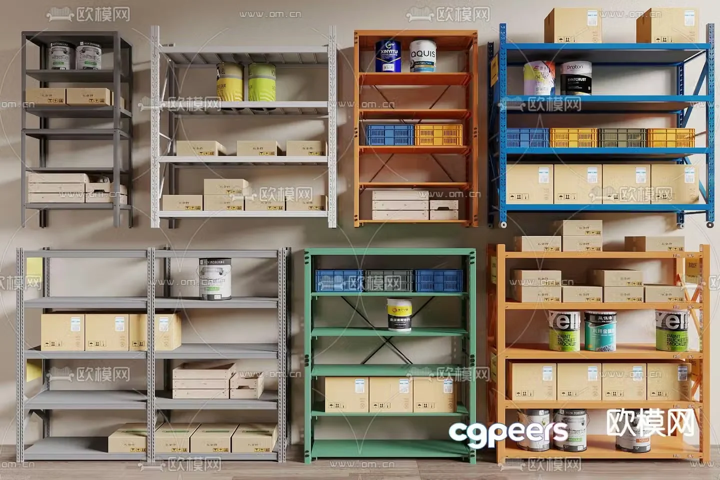 Wrought iron shelves express shelves warehouse shelves 3D model