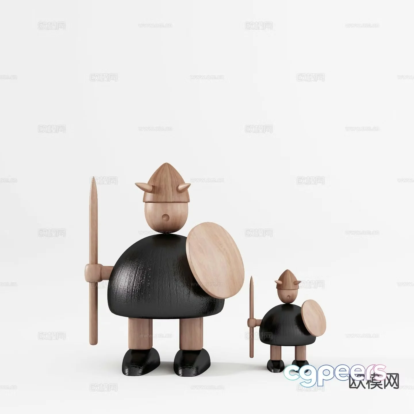 Nordic country NOMO wooden doll Viking toy 3D model
