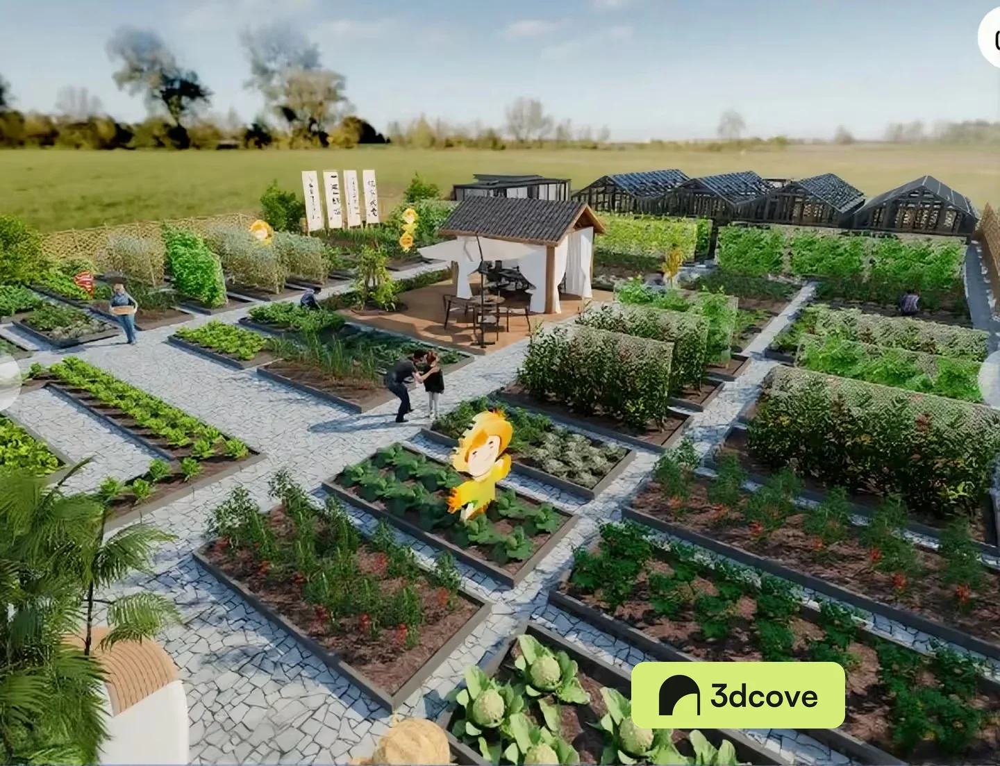 A Garden With Raised Beds