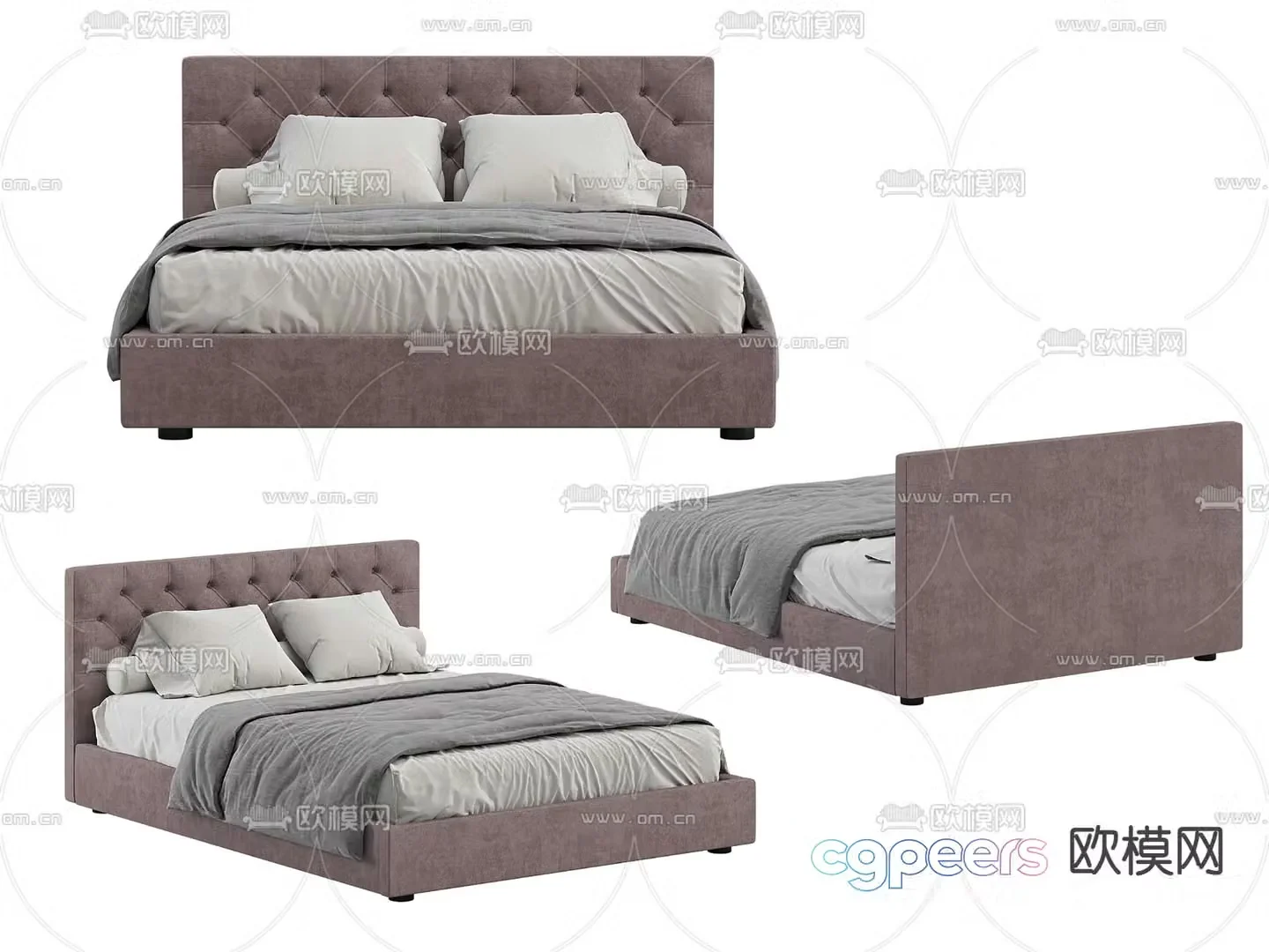 Modern double bed 3d model