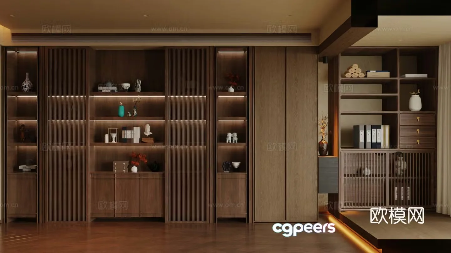 New Chinese sideboard solid wood sideboard tea cabinet meal preparation cabinet red wine cabinet wine cabinet sideboard 3D model