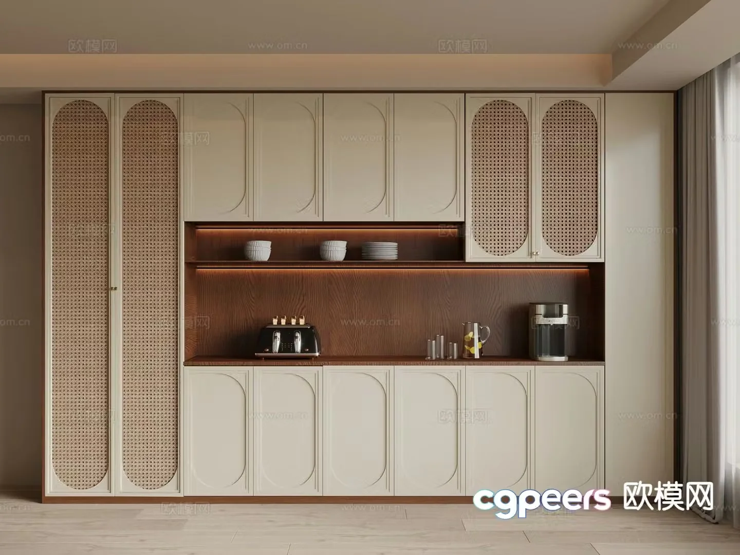 Middle-aged wine cabinet sideboard 3D model