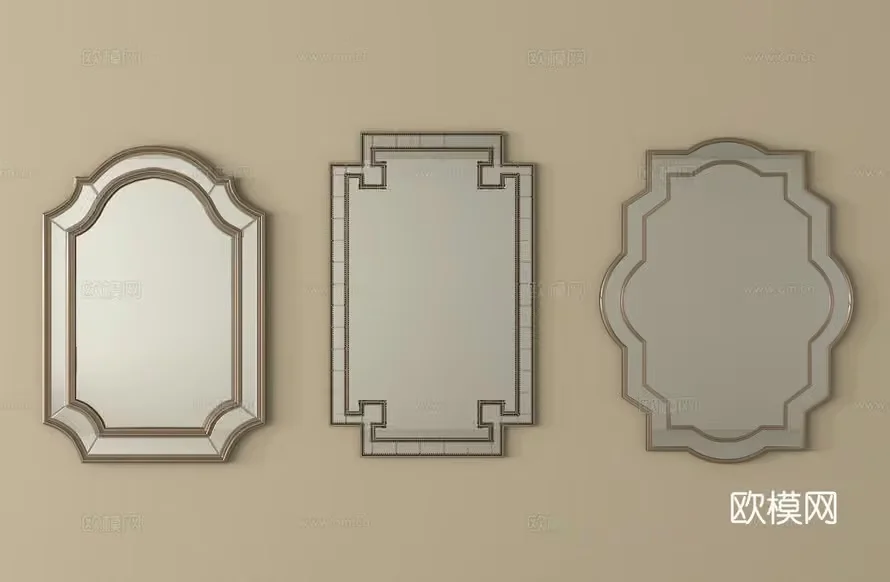 Three Decorative Mirrors 3D Model – 16277 – VRAY Render