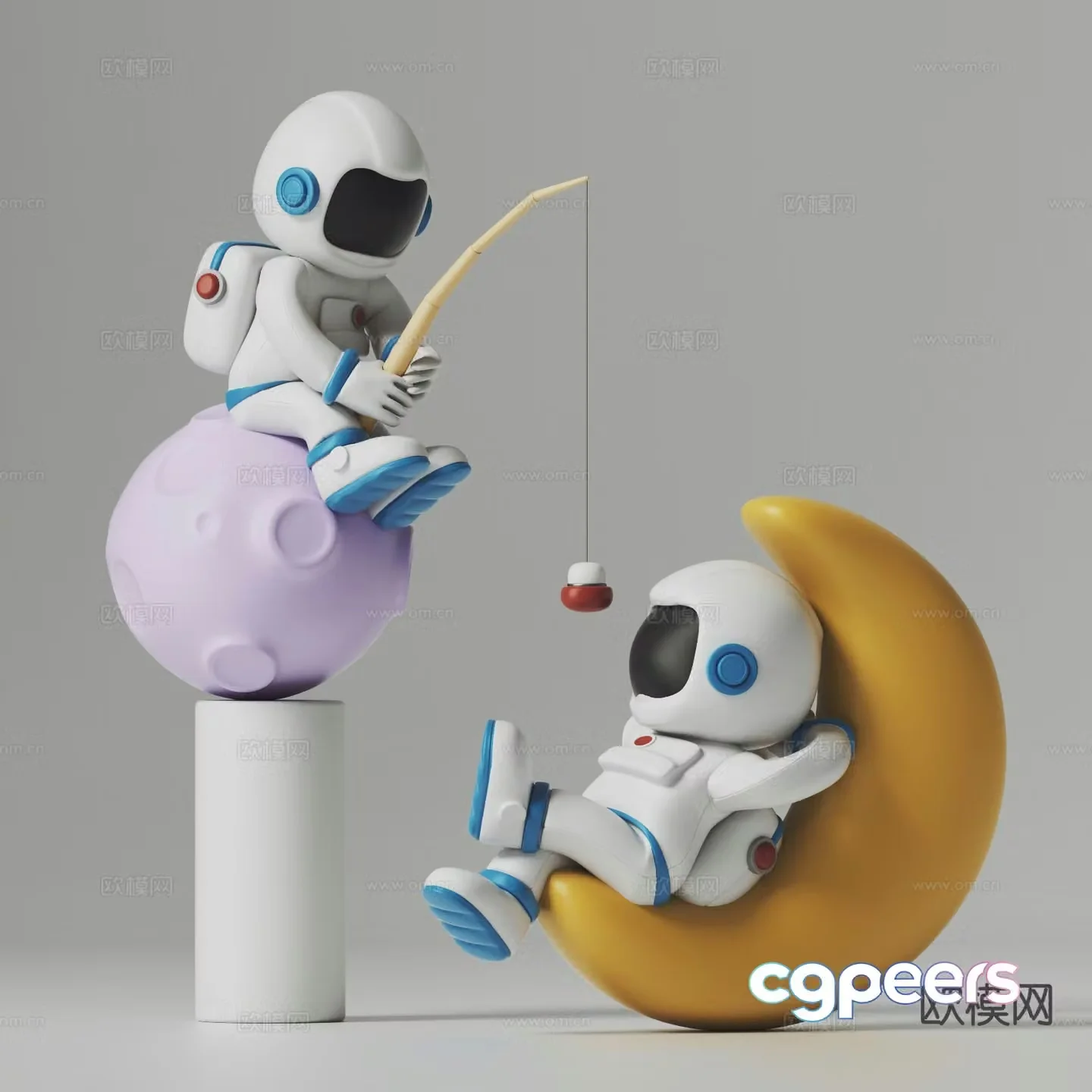 Modern astronaut sculpture trendy ornaments 3D model