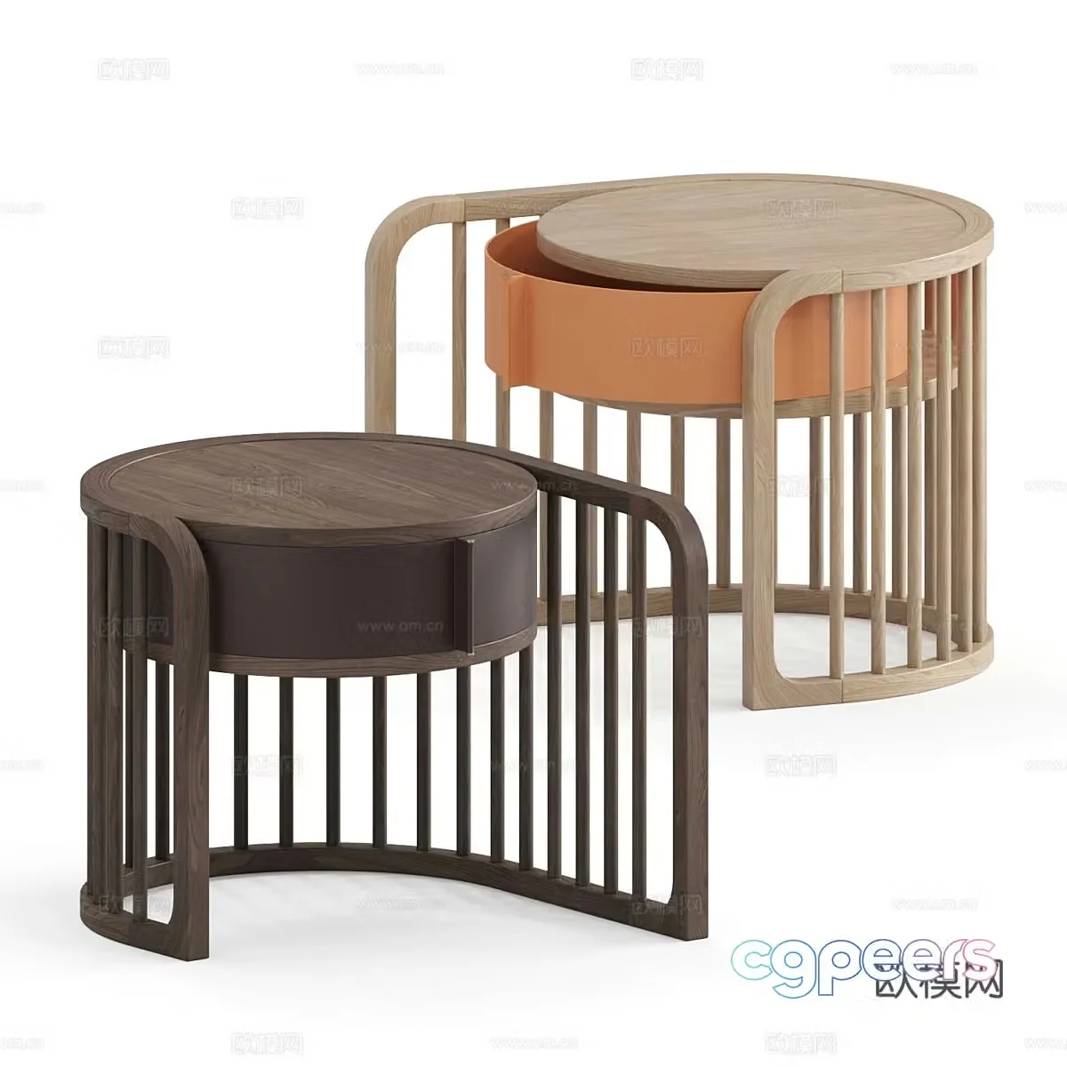 New Chinese Solid Wood Pianca Palu Bedside Table 3D Model