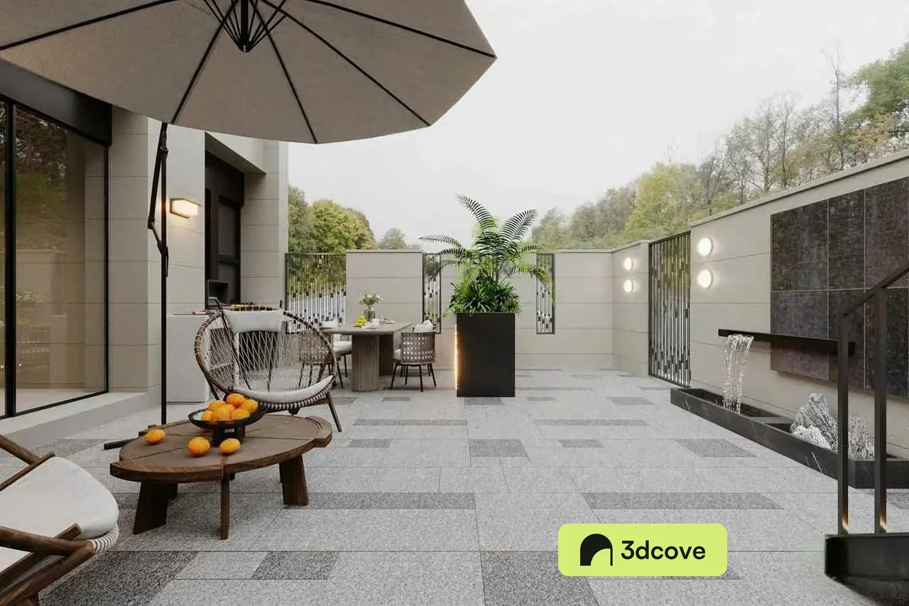 Outdoor Patio With A Modern Design