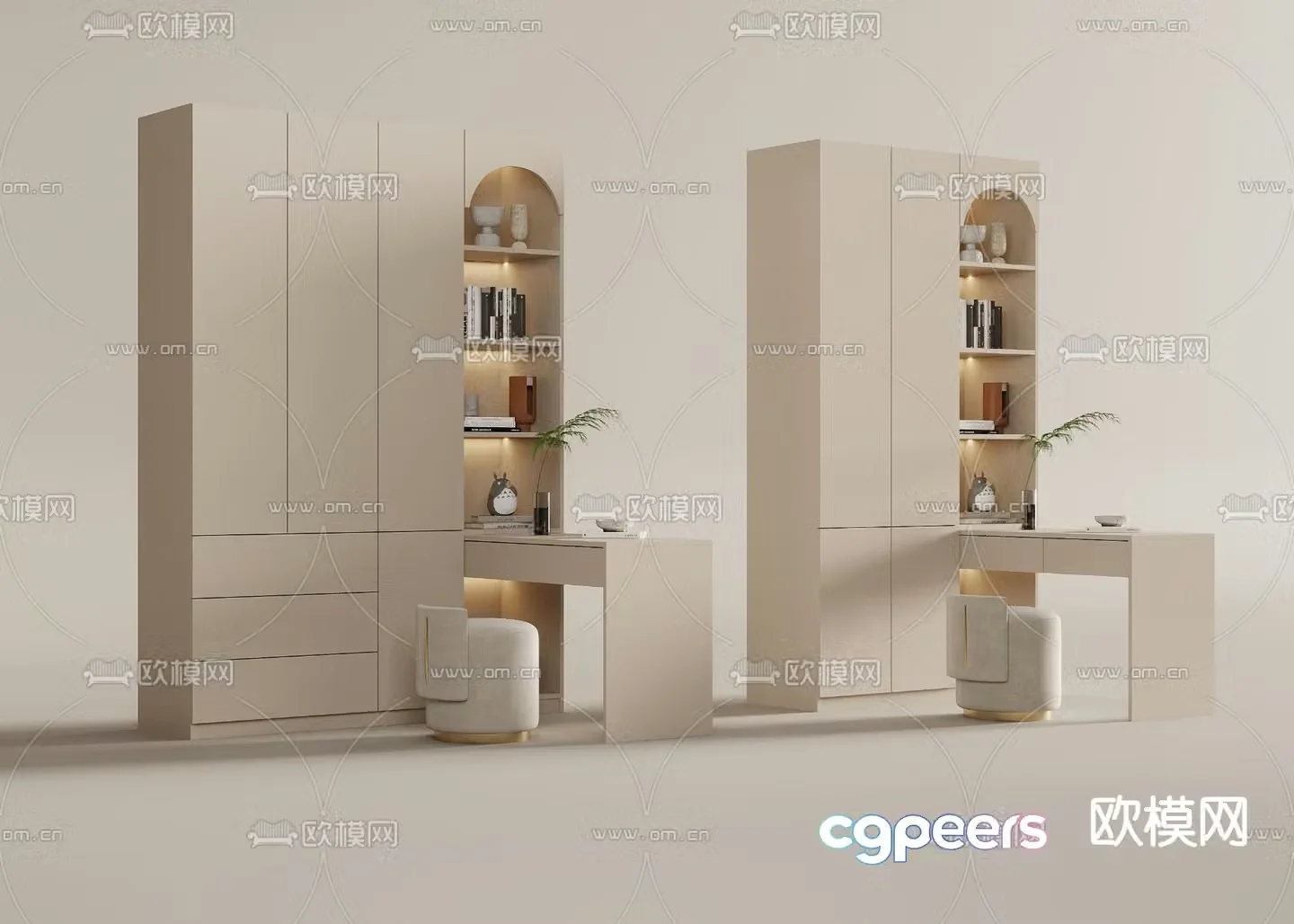 Modern simple wardrobe desk 3d model