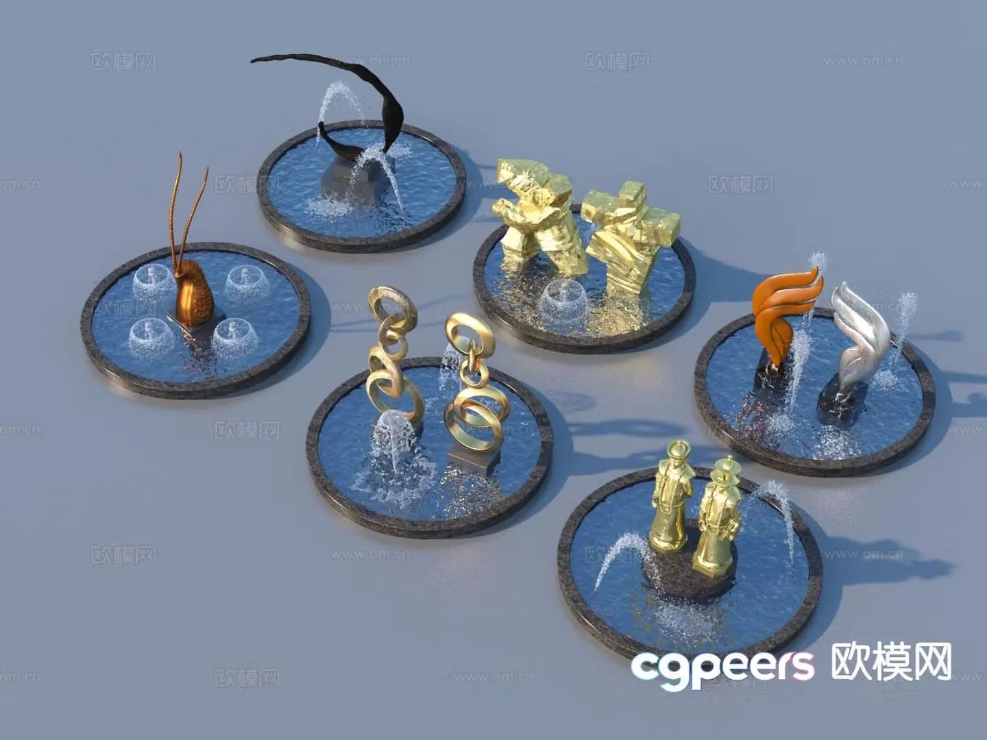 Urban sculpture waterscape landscape sketch 3d model