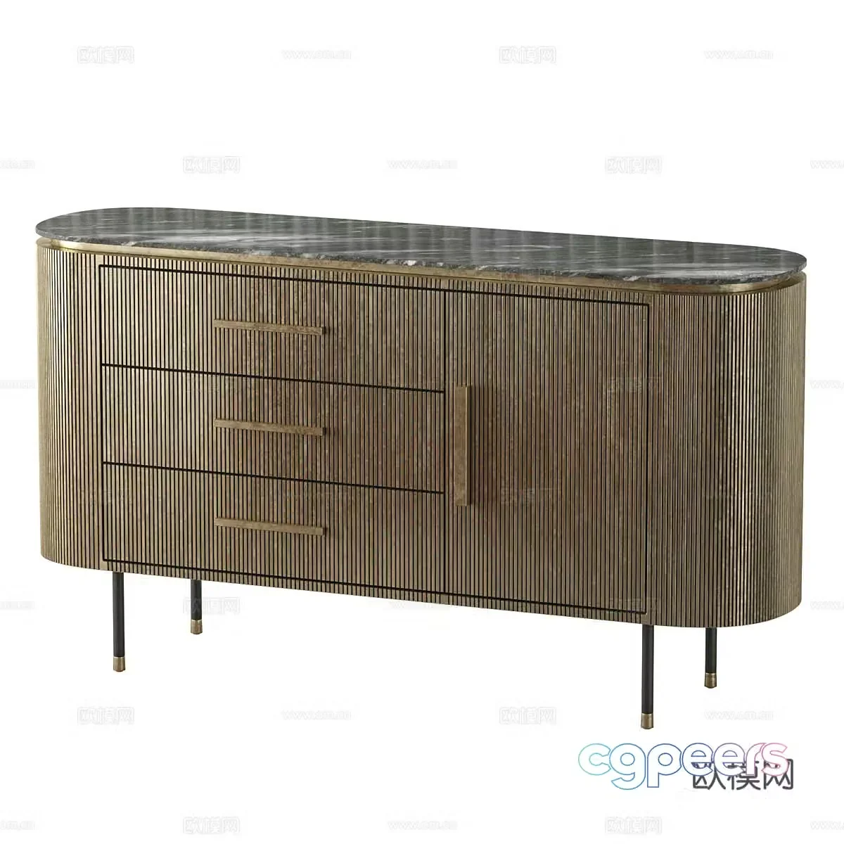 Modern Italian light luxury sideboard chest of drawers 3D model