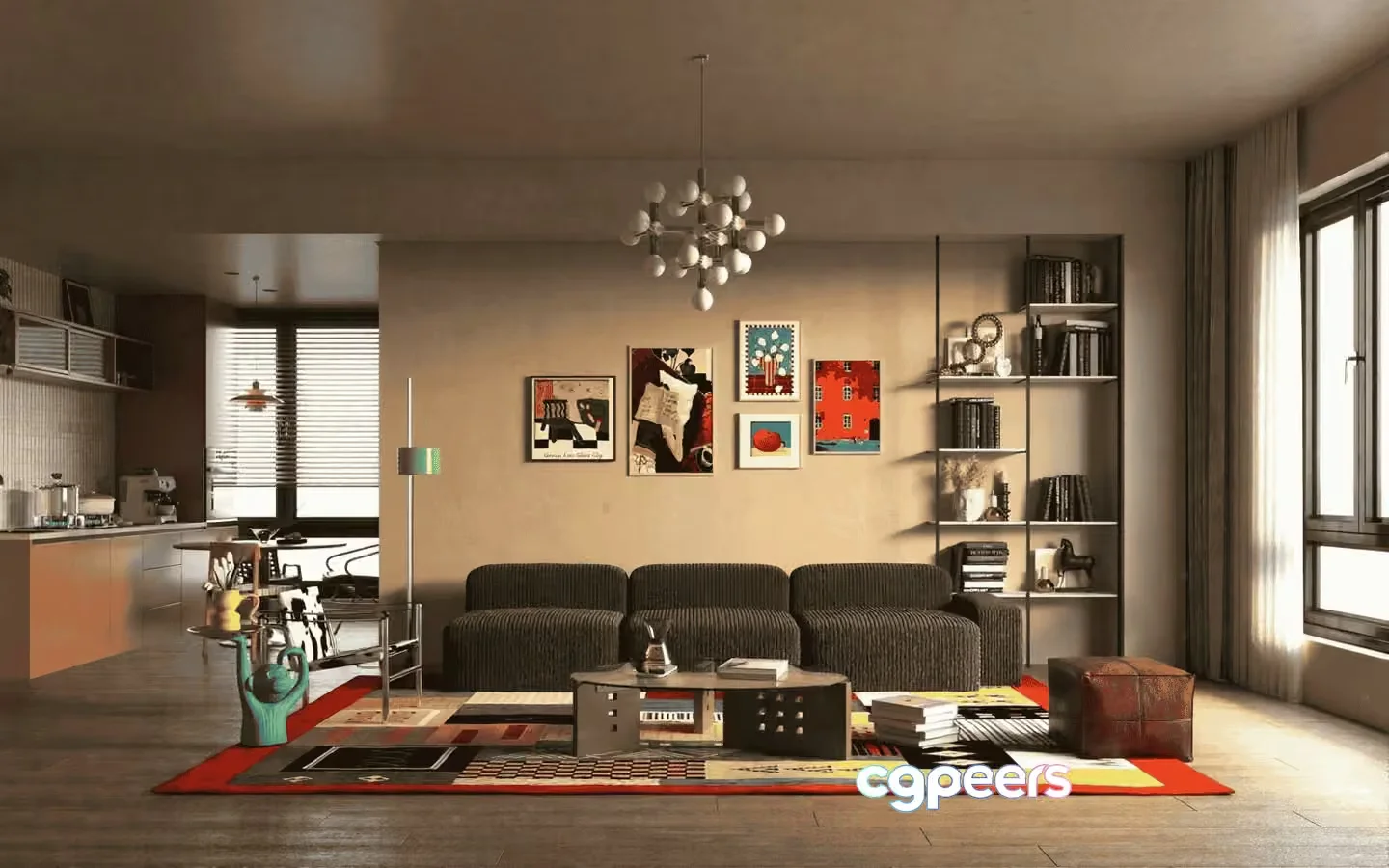 Modern Living Room 3D Model – 15014 – VRAY Render