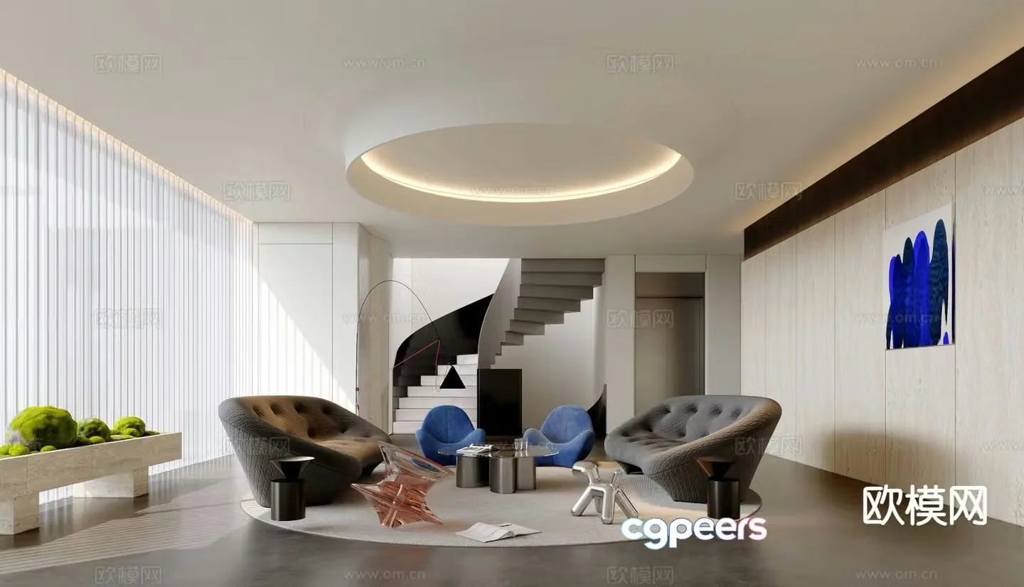 Modern duplex living room 3d model