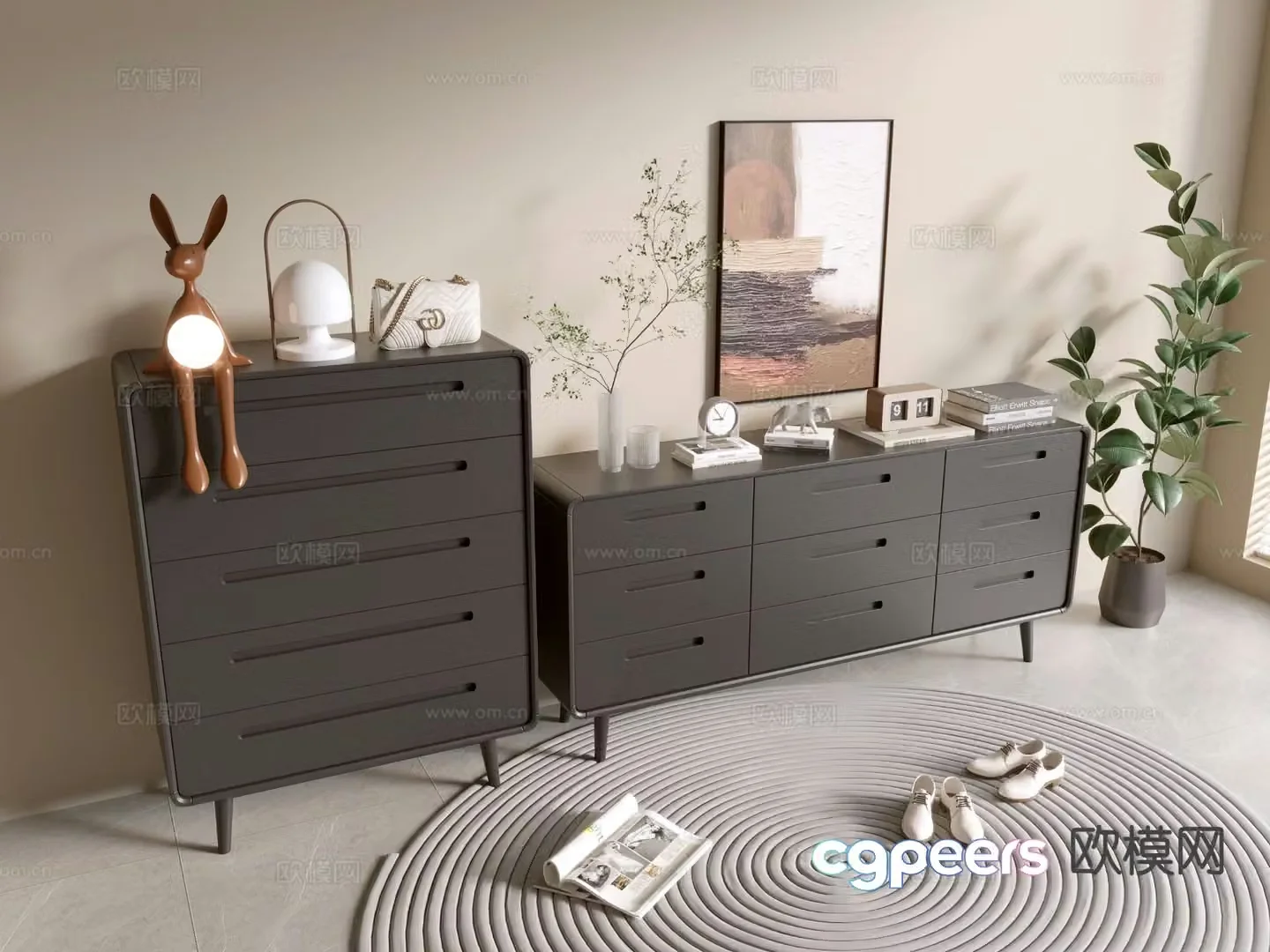 Modern chest of drawers side cabinet 3d model
