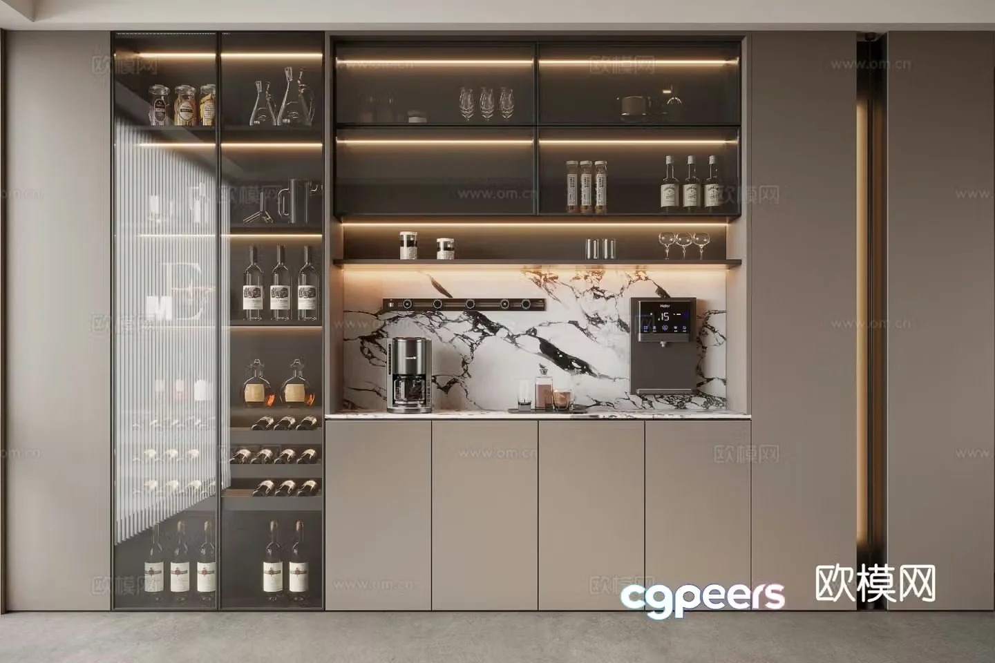 Italian glass wine cabinet sideboard 3d model